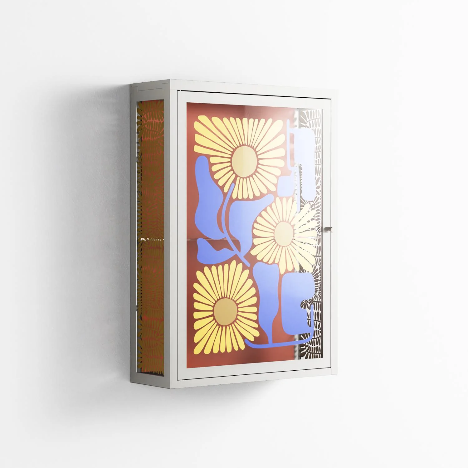 Sunflowers - Wall Cabinet - Sandra Hutter - Chalk - Overlay Glass - Image 4