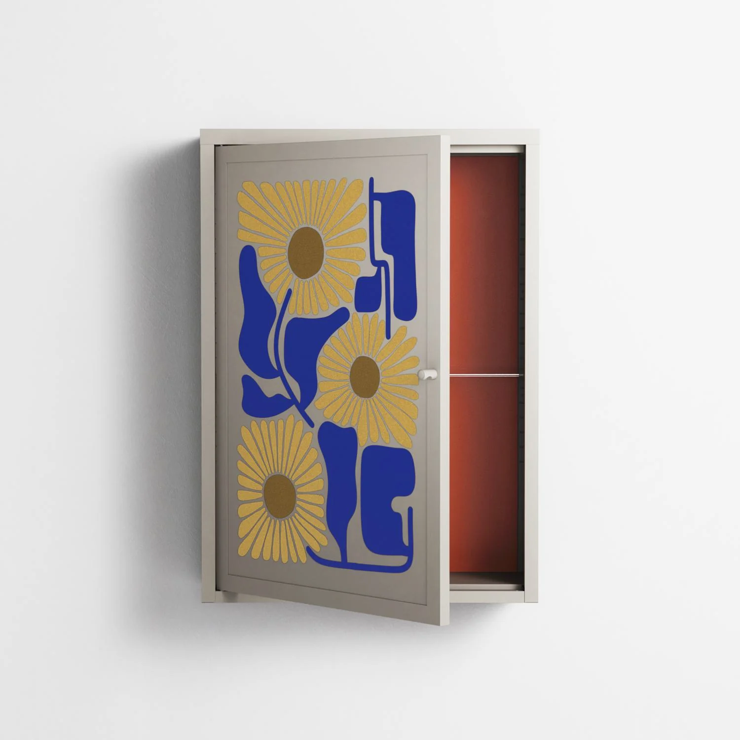 Sunflowers - Wall Cabinet - Sandra Hutter - Pebble - Overlay Metal - Image 3
