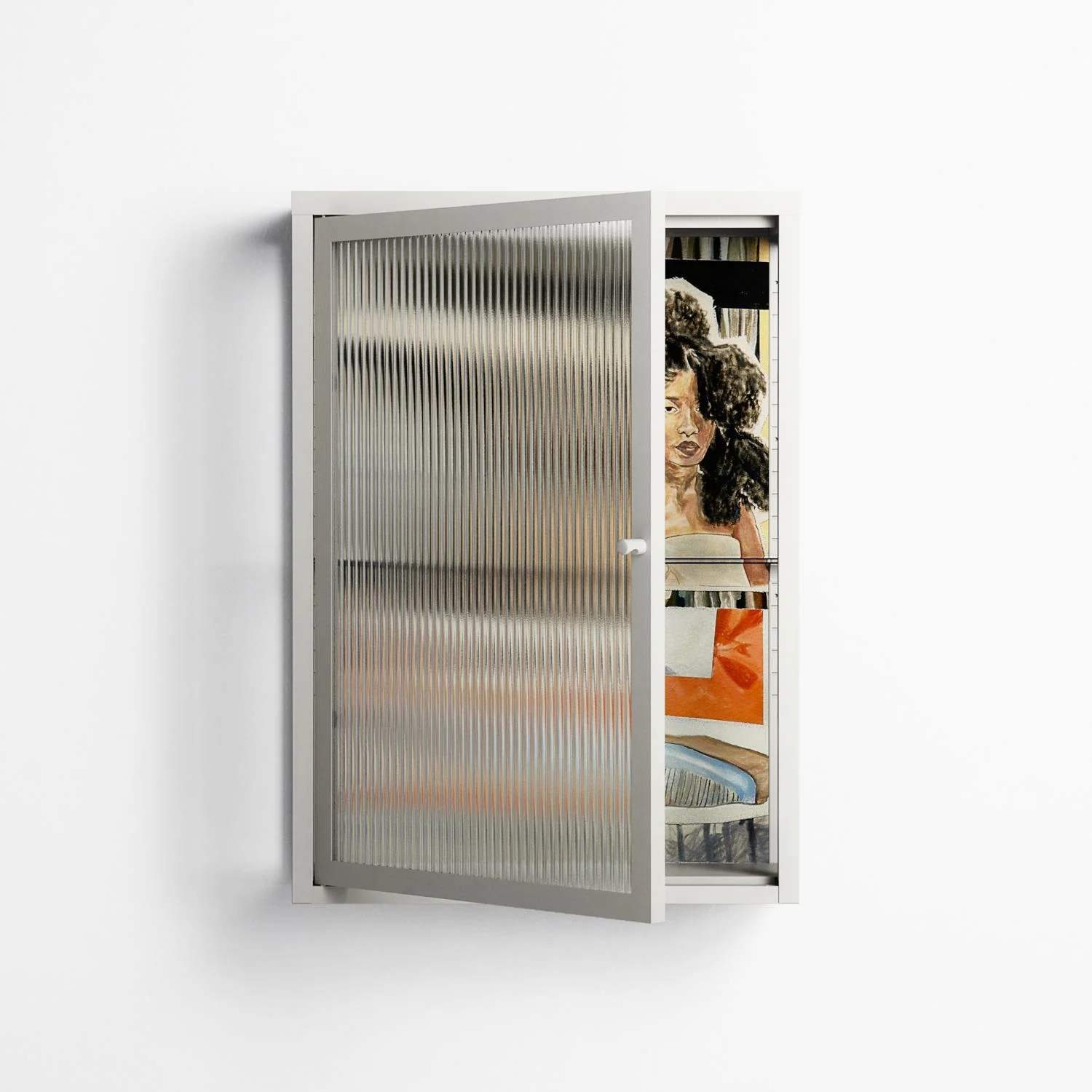 Sweet Far Away - Wall Cabinet - Sophie Goudman-Peachey - Chalk - Reeded glass - Image 2
