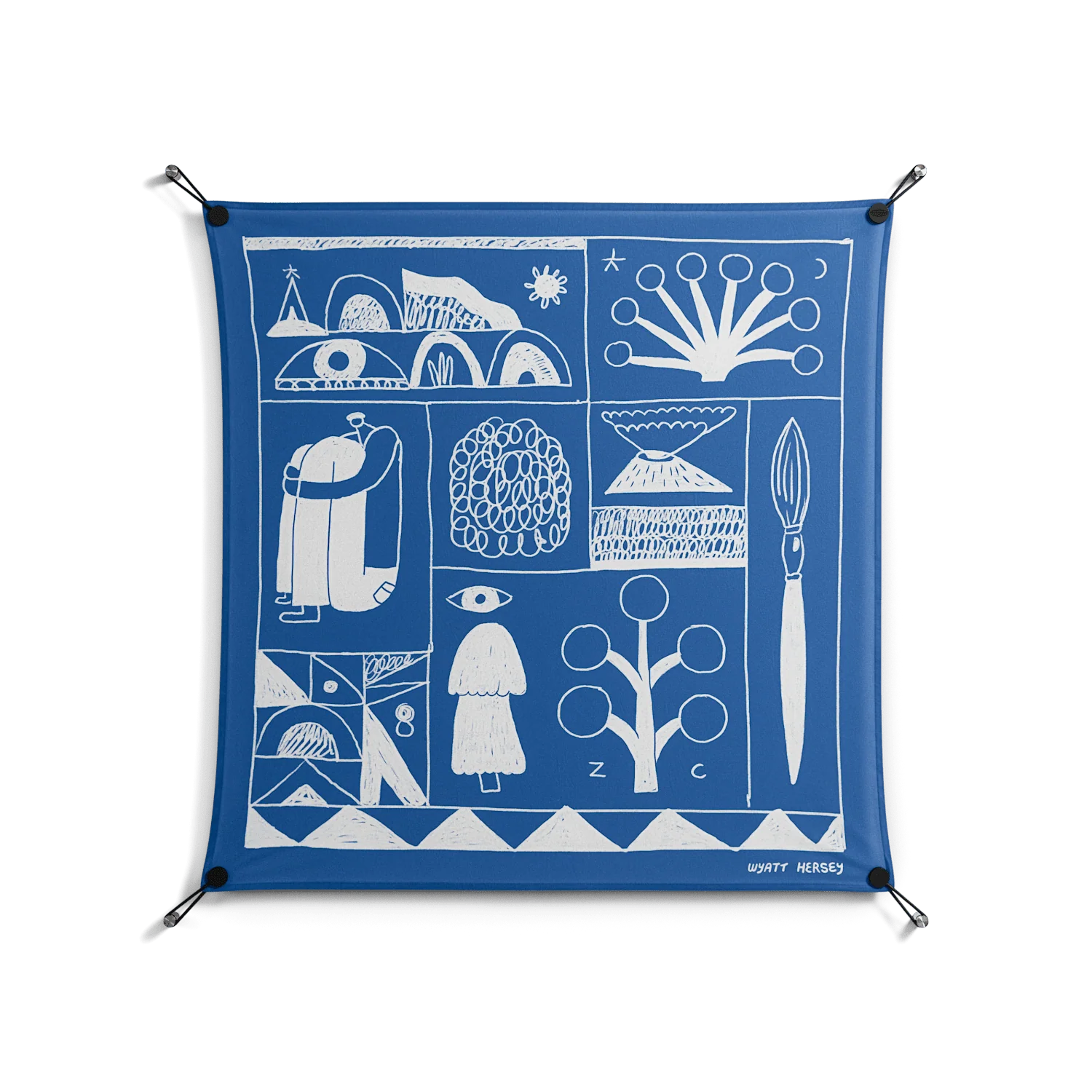 Tapestry - Work On Wall - Wyatt Hersey - Black - 90 x 90 cm