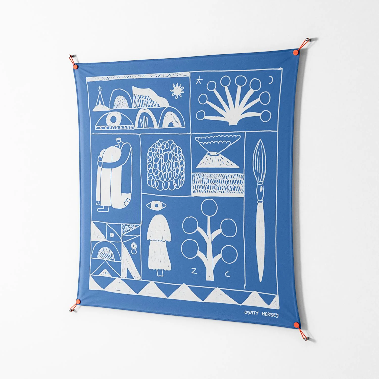 Tapestry - Work On Wall - Wyatt Hersey - Orange - 140 x 140 cm - Image 2