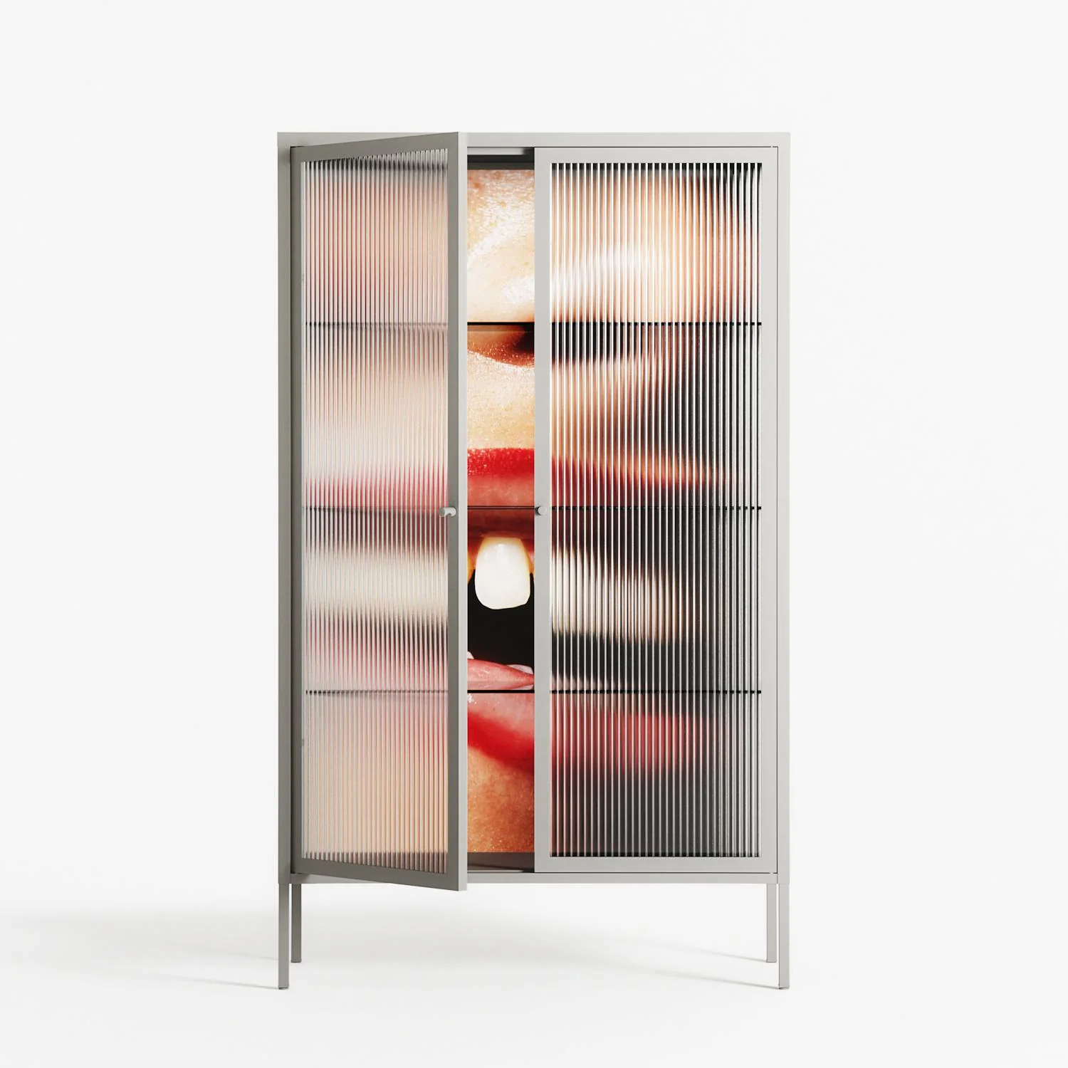 Teeth - Cabinet - Nadia Ryder - Chalk - Reeded glass - Image 2
