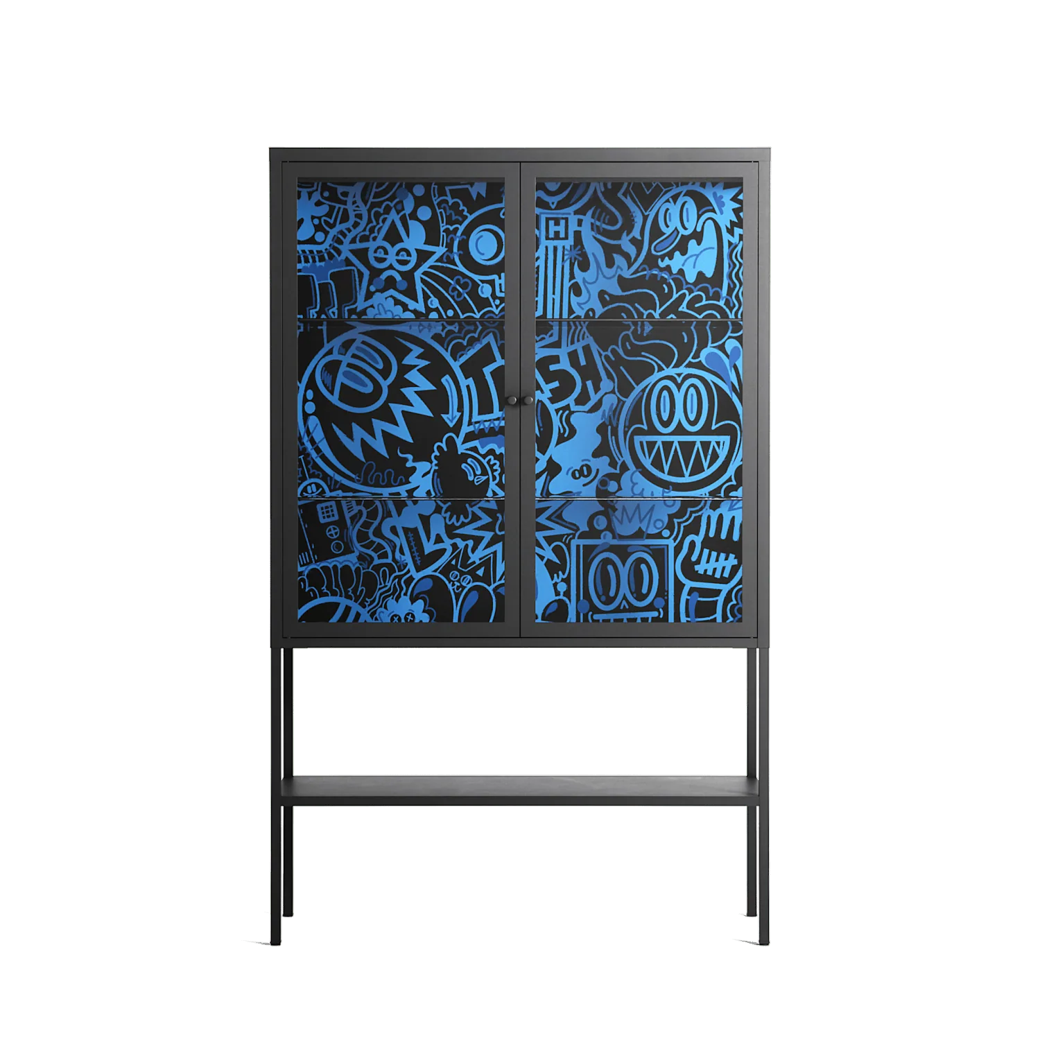 The Blue Line - Loft Cabinet - Craig Watkins - Antracite - Clear glass