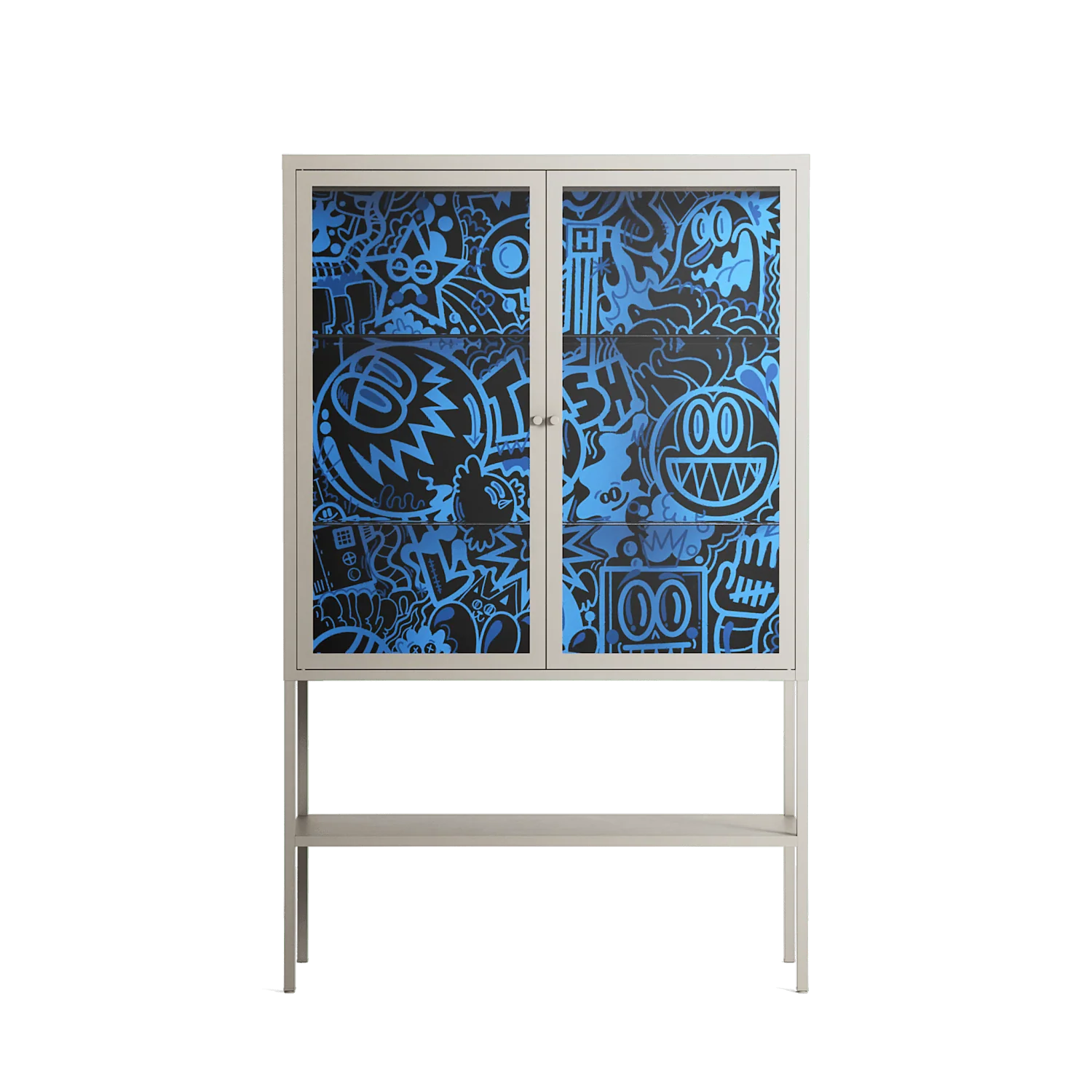 The Blue Line - Loft Cabinet - Craig Watkins - Pebble - Clear glass