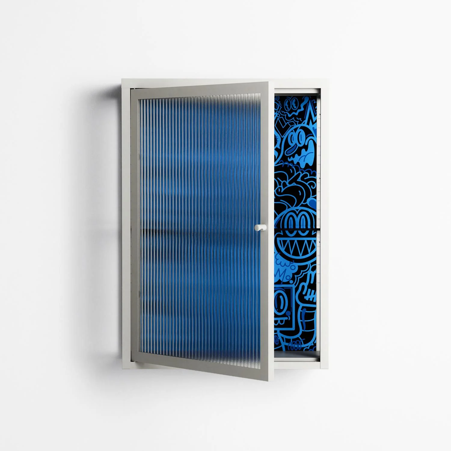 The Blue Line - Wall Cabinet - Craig Watkins - Chalk - Reeded glass - Image 2