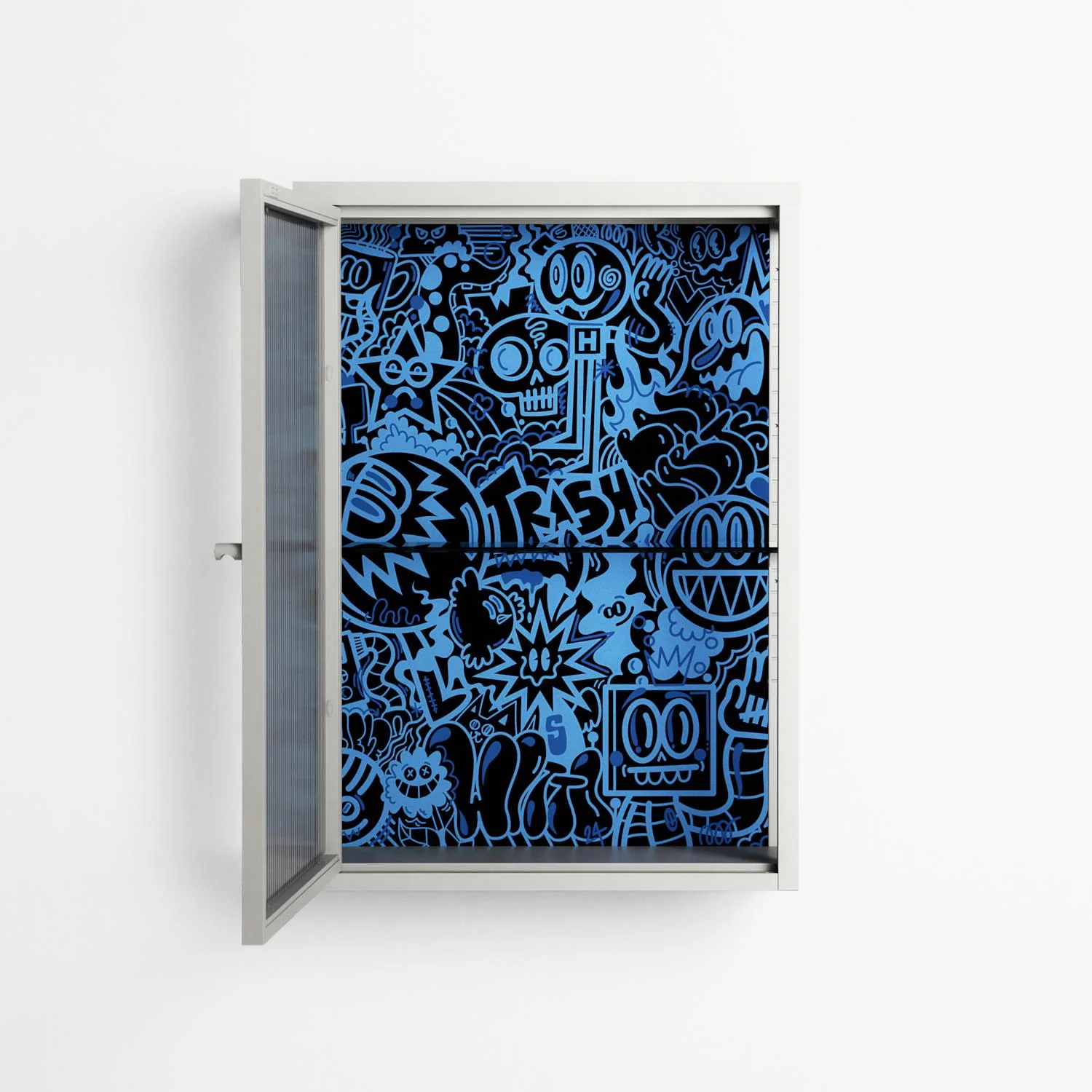 The Blue Line - Wall Cabinet - Craig Watkins - Chalk - Reeded glass - Image 3