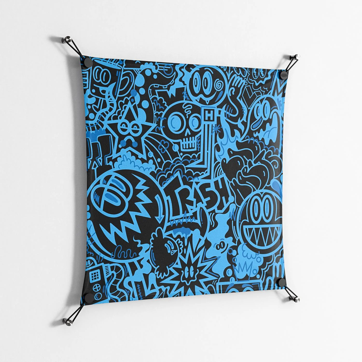 The Blue Line - Work On Wall - Craig Watkins - Black - 70 x 70 cm - Image 2