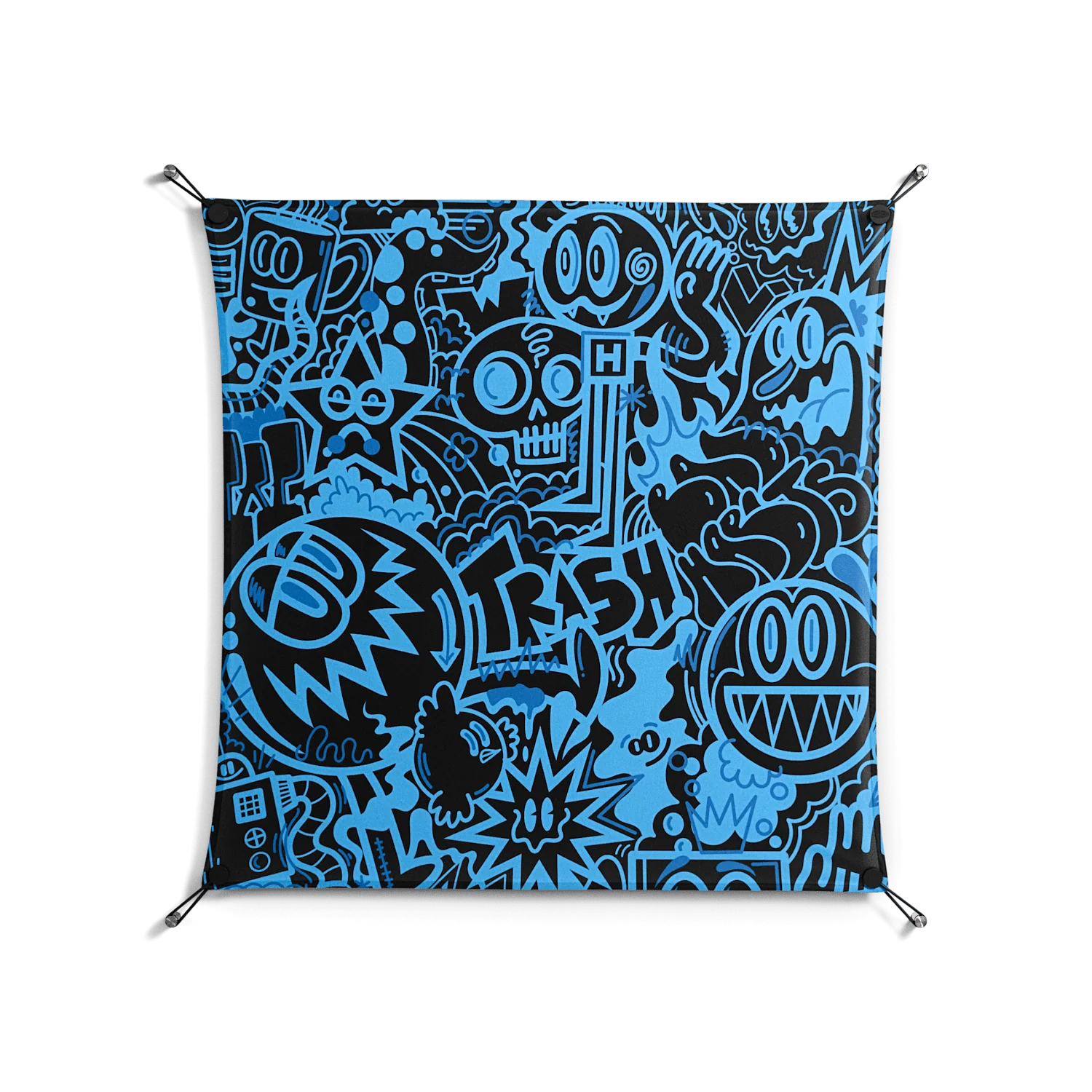 The Blue Line - Work On Wall - Craig Watkins - Black - 90 x 90 cm