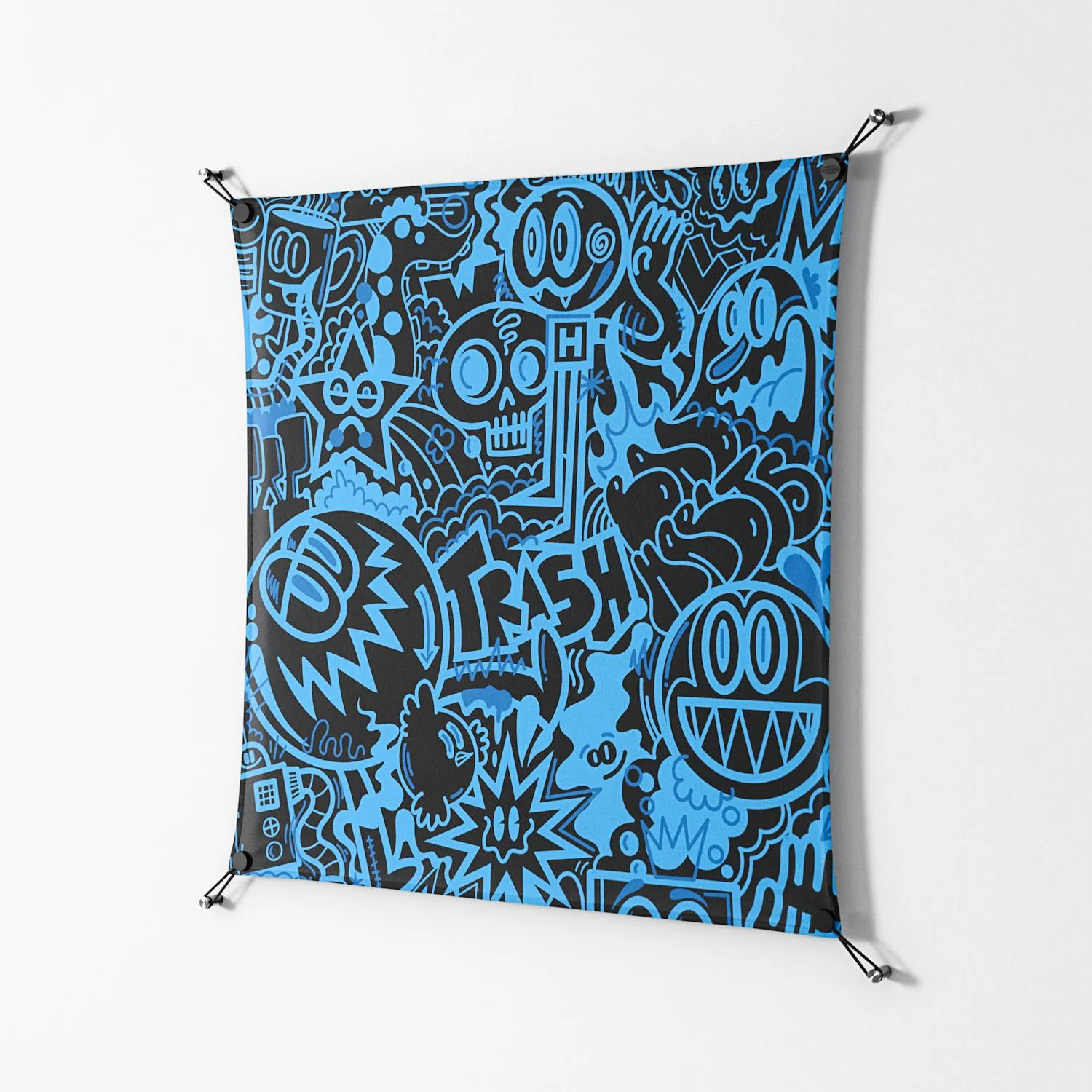 The Blue Line - Work On Wall - Craig Watkins - Black - 90 x 90 cm - Image 2