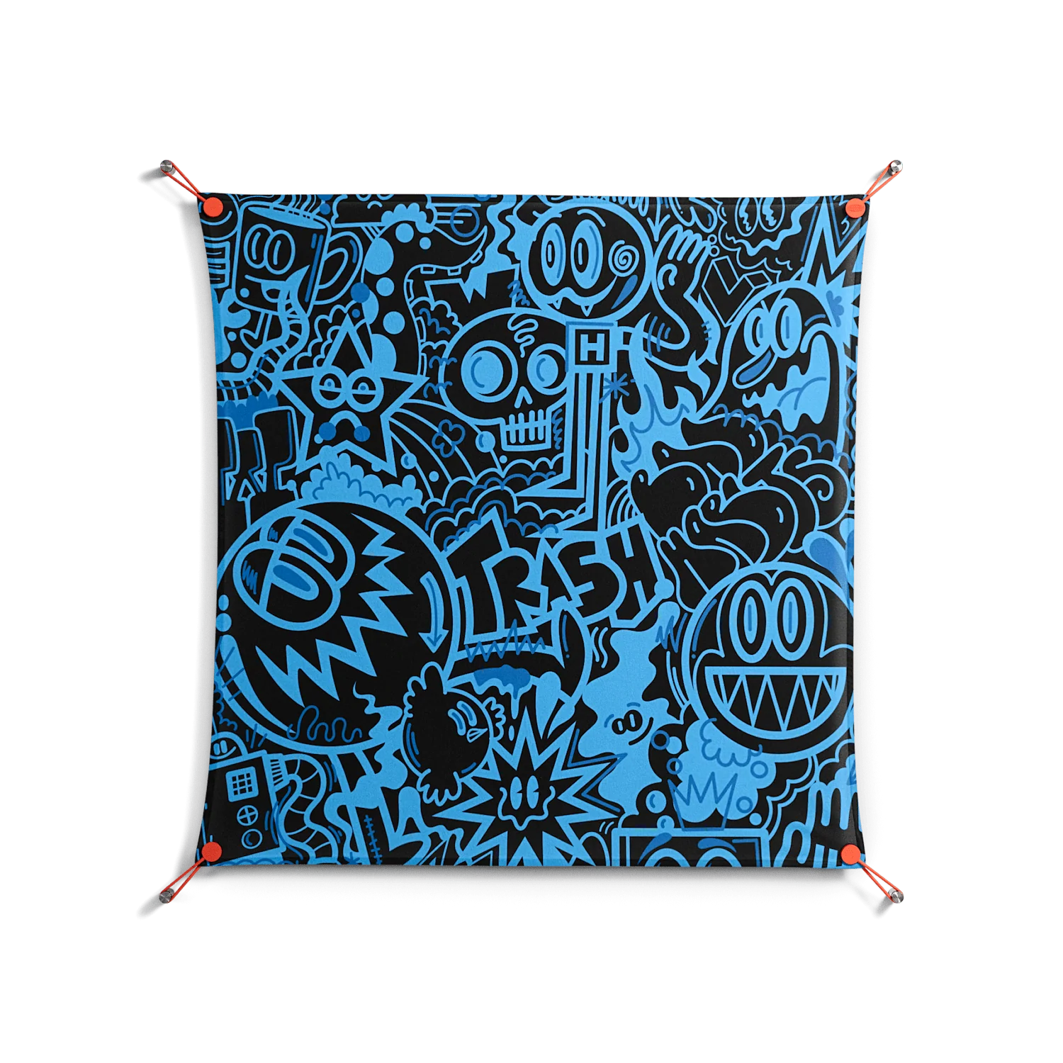 The Blue Line - Work On Wall - Craig Watkins - Orange - 90 x 90 cm