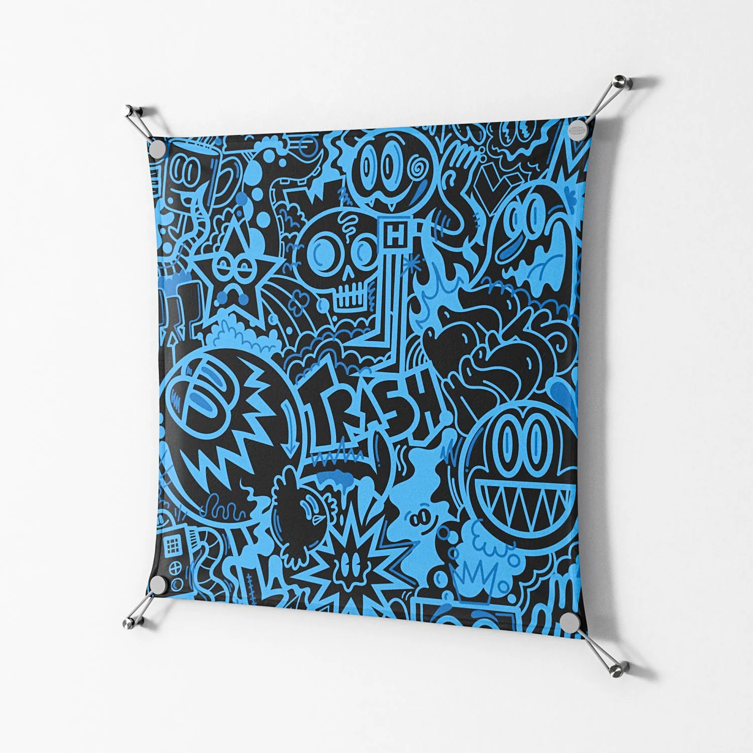 The Blue Line - Work On Wall - Craig Watkins - Silver - 70 x 70 cm - Image 2