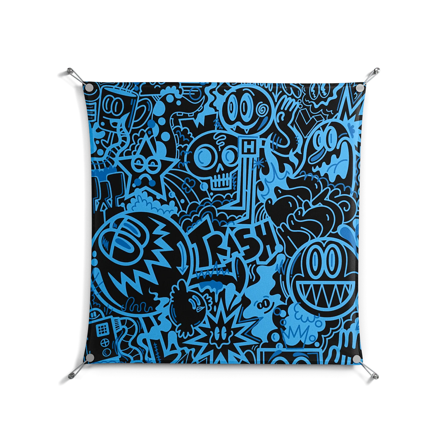 The Blue Line - Work On Wall - Craig Watkins - Silver - 90 x 90 cm