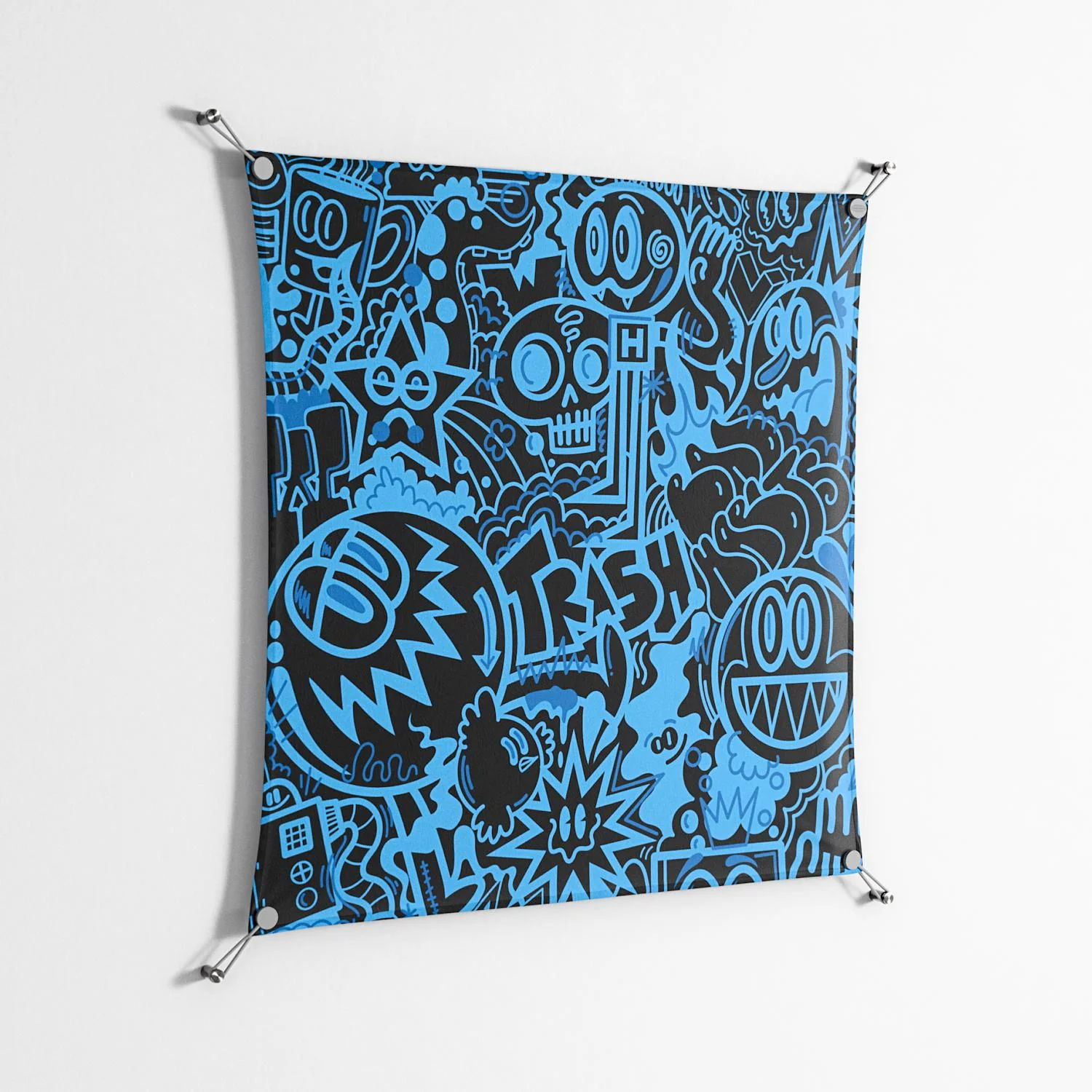The Blue Line - Work On Wall - Craig Watkins - Silver - 90 x 90 cm - Image 2