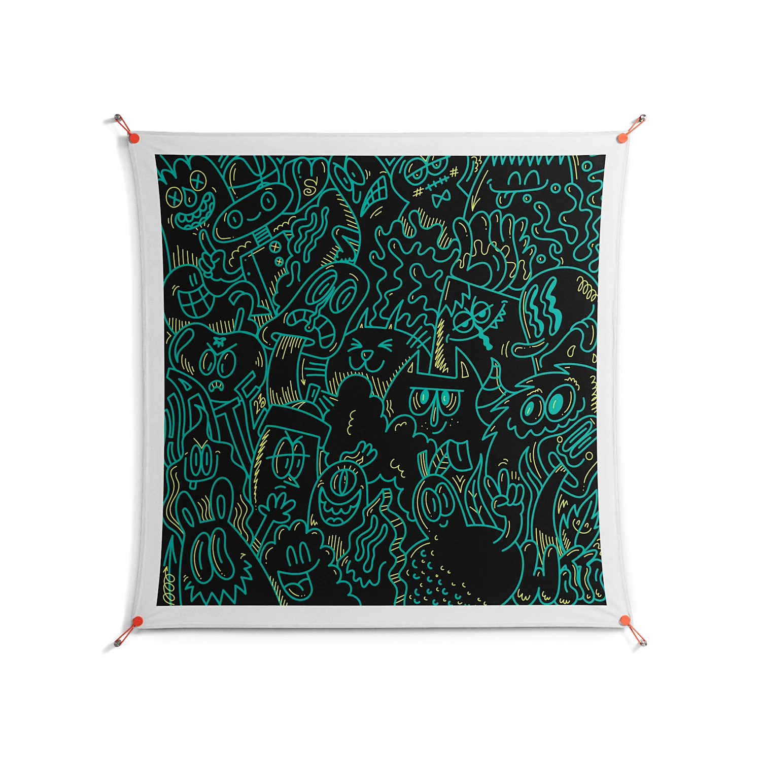 The Green Line - Work On Wall - Craig Watkins - Orange - 140 x 140 cm
