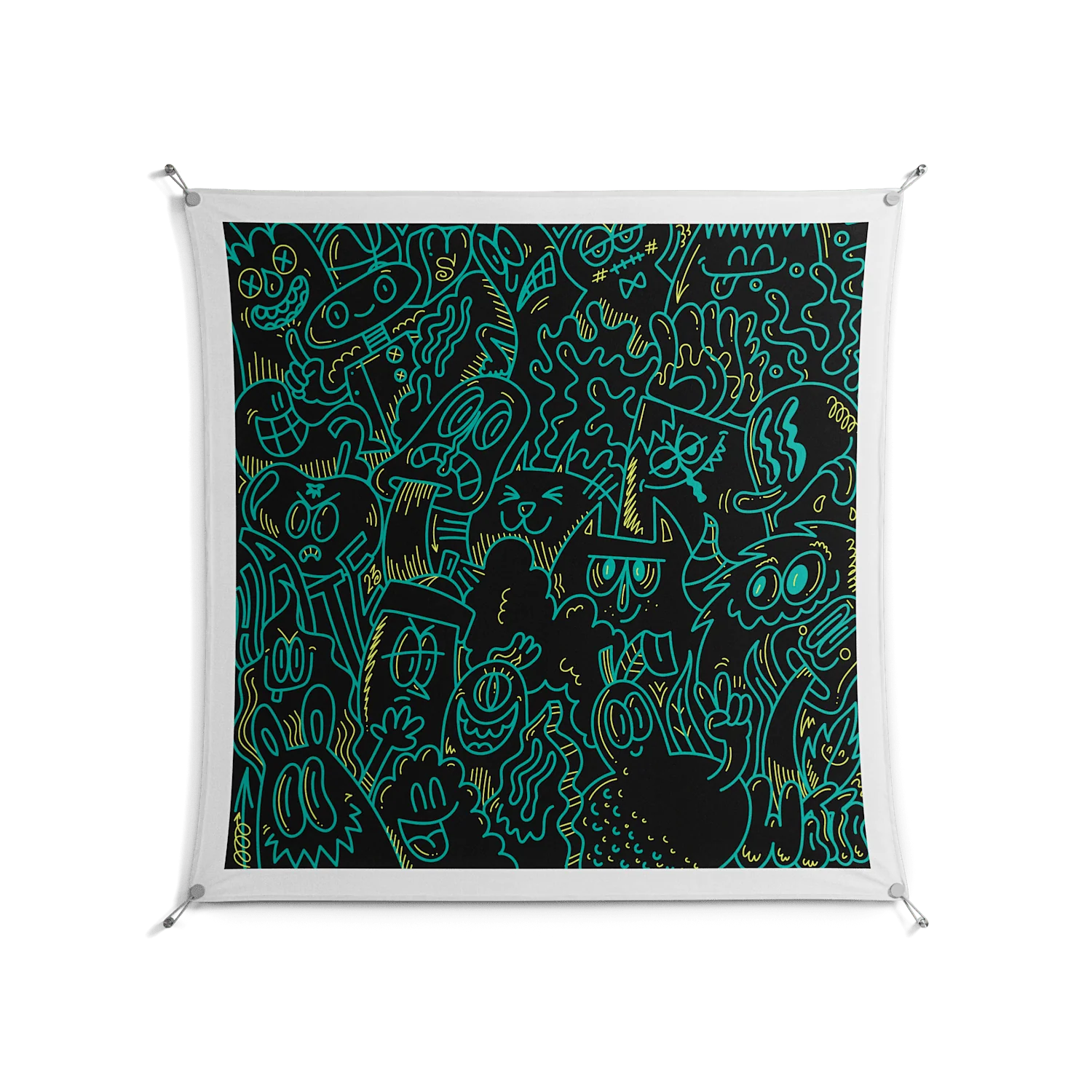 The Green Line - Work On Wall - Craig Watkins - Silver - 140 x 140 cm