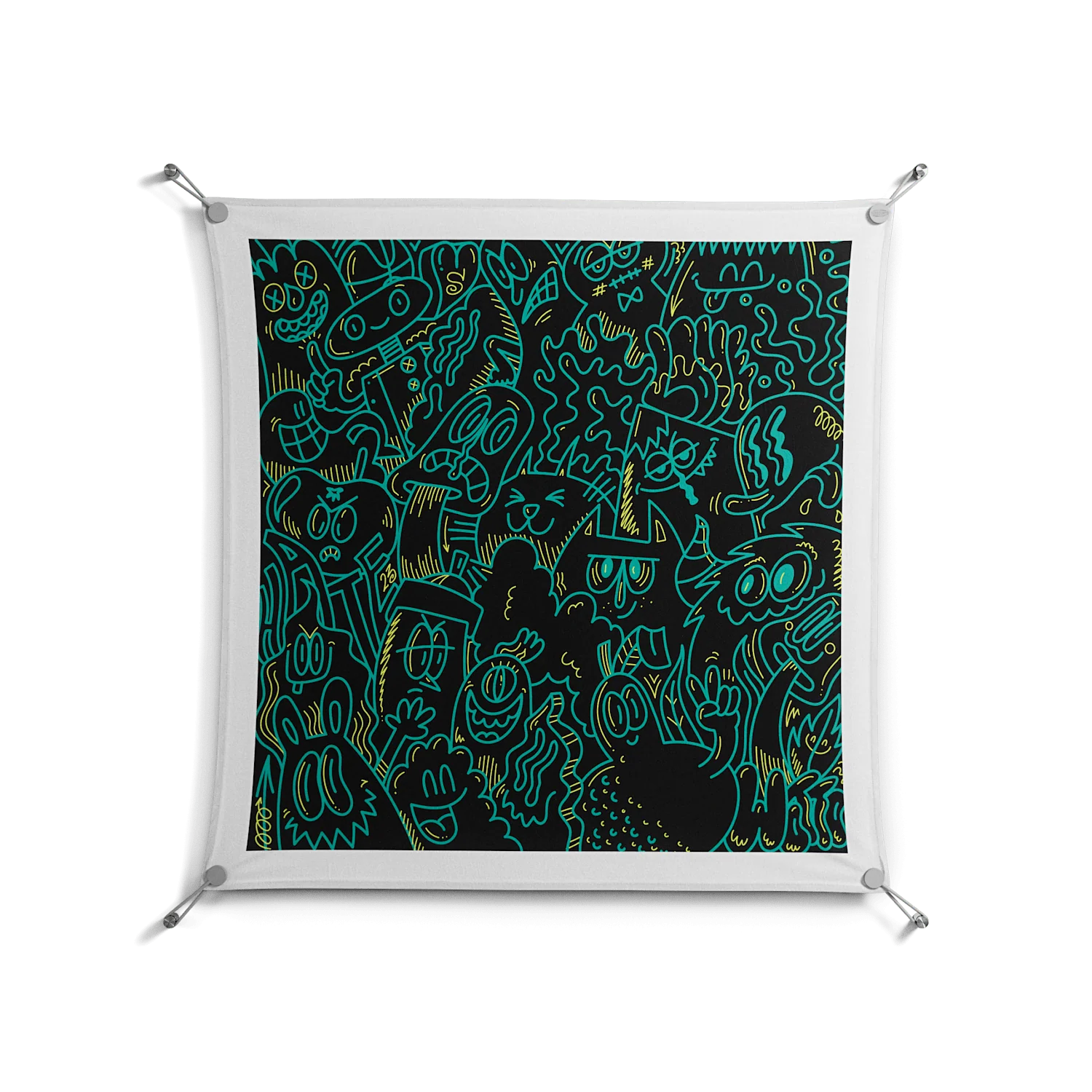 The Green Line - Work On Wall - Craig Watkins - Silver - 90 x 90 cm