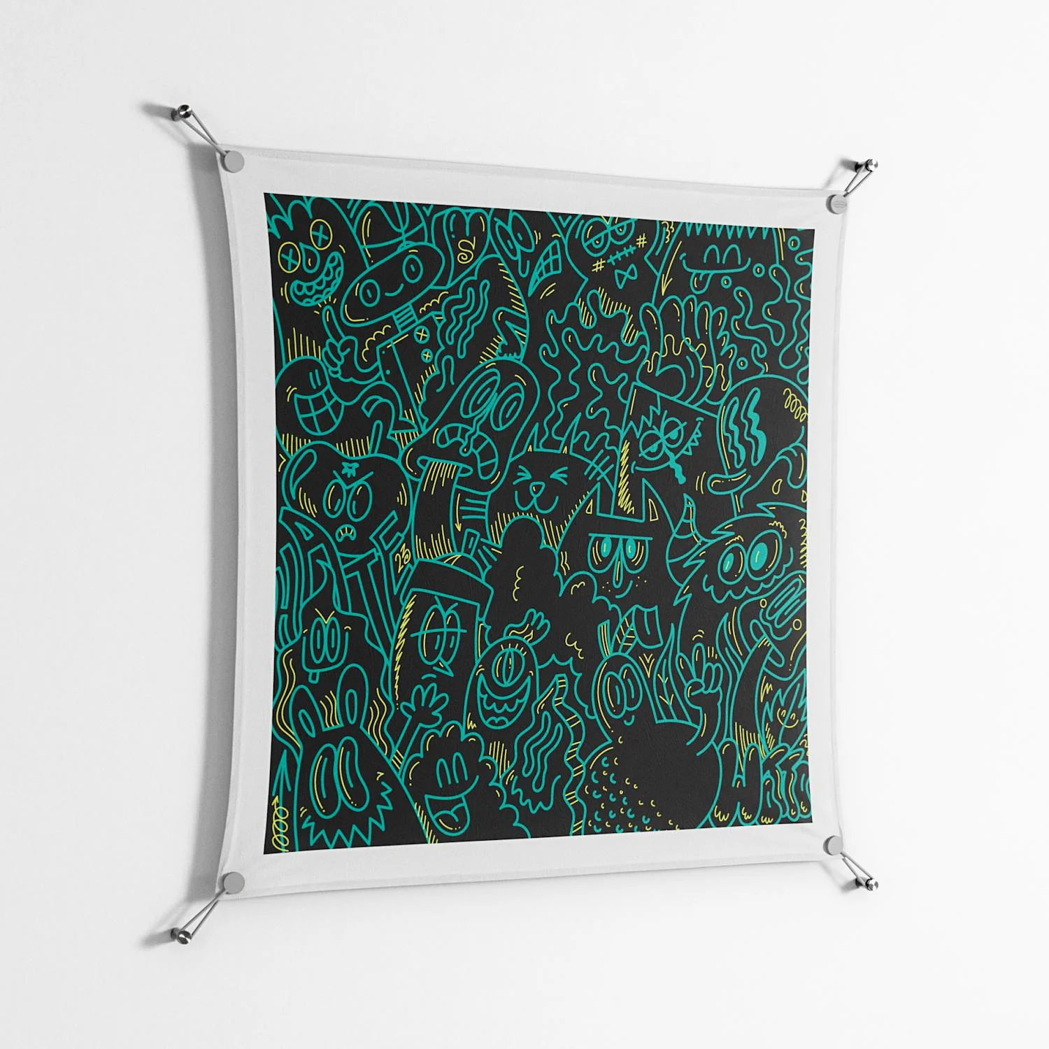 The Green Line - Work On Wall - Craig Watkins - Silver - 90 x 90 cm - Image 2