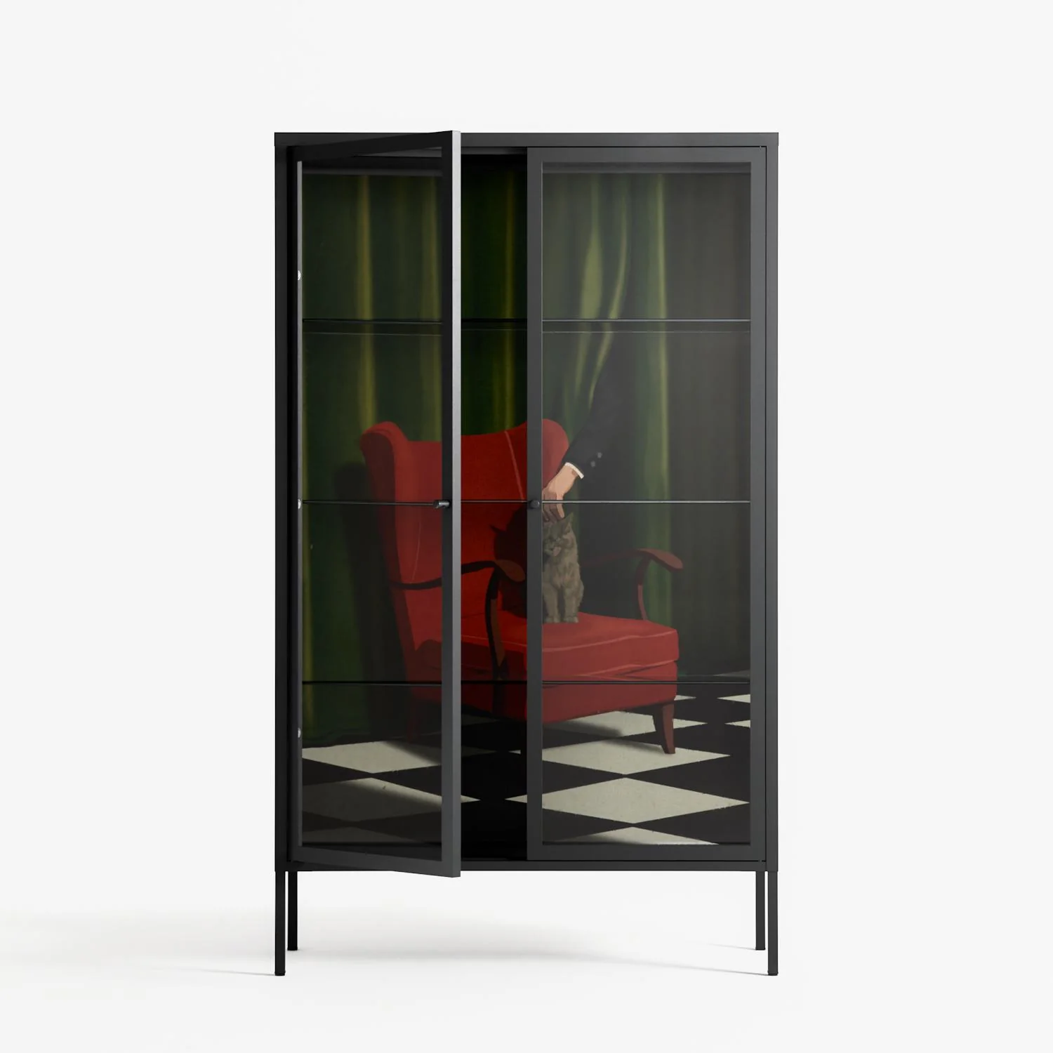 The Man Behind The Curtain - Cabinet - Kristin Eriksson - Antracite - Clear glass - Image 2