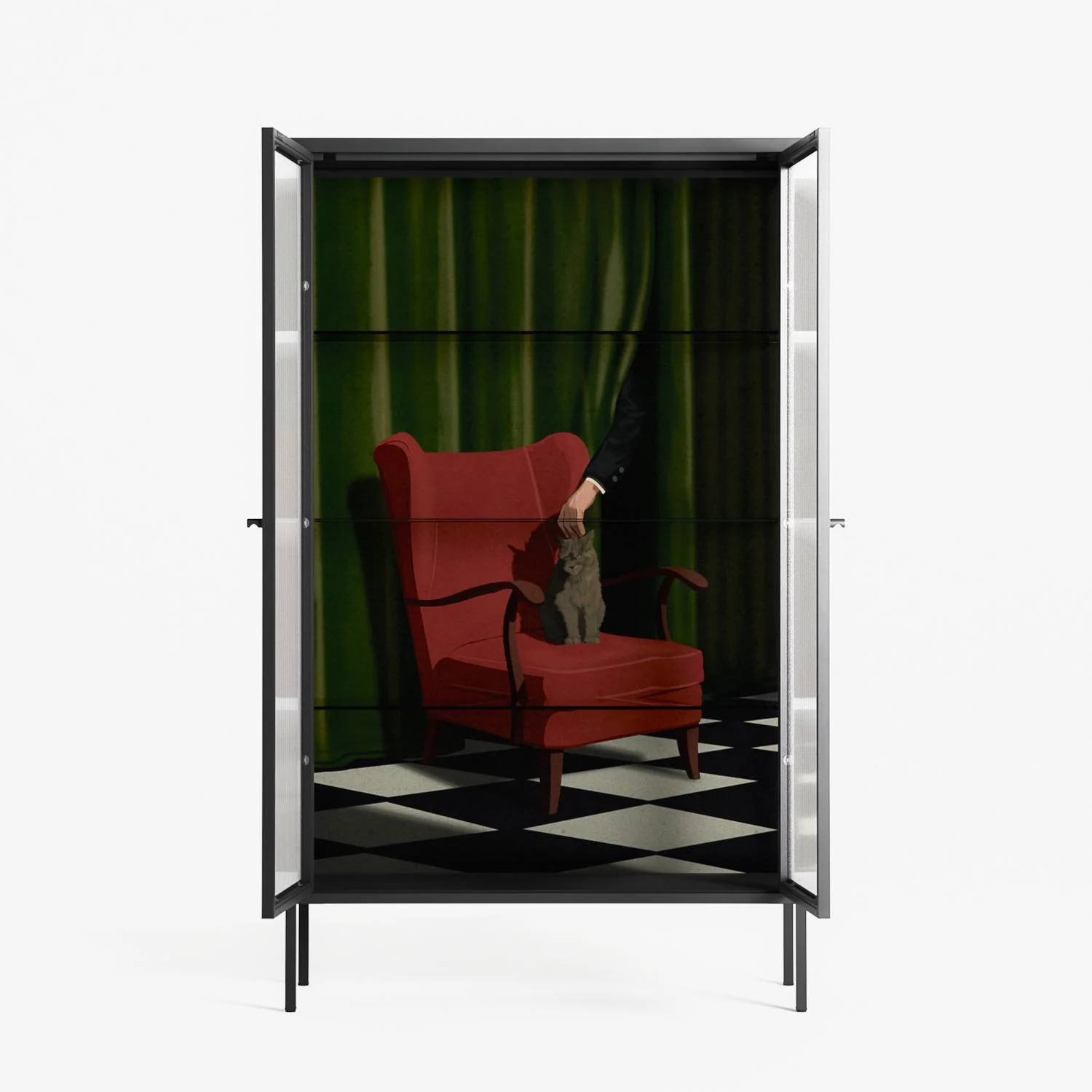 The Man Behind The Curtain - Cabinet - Kristin Eriksson - Antracite - Reeded glass - Image 3