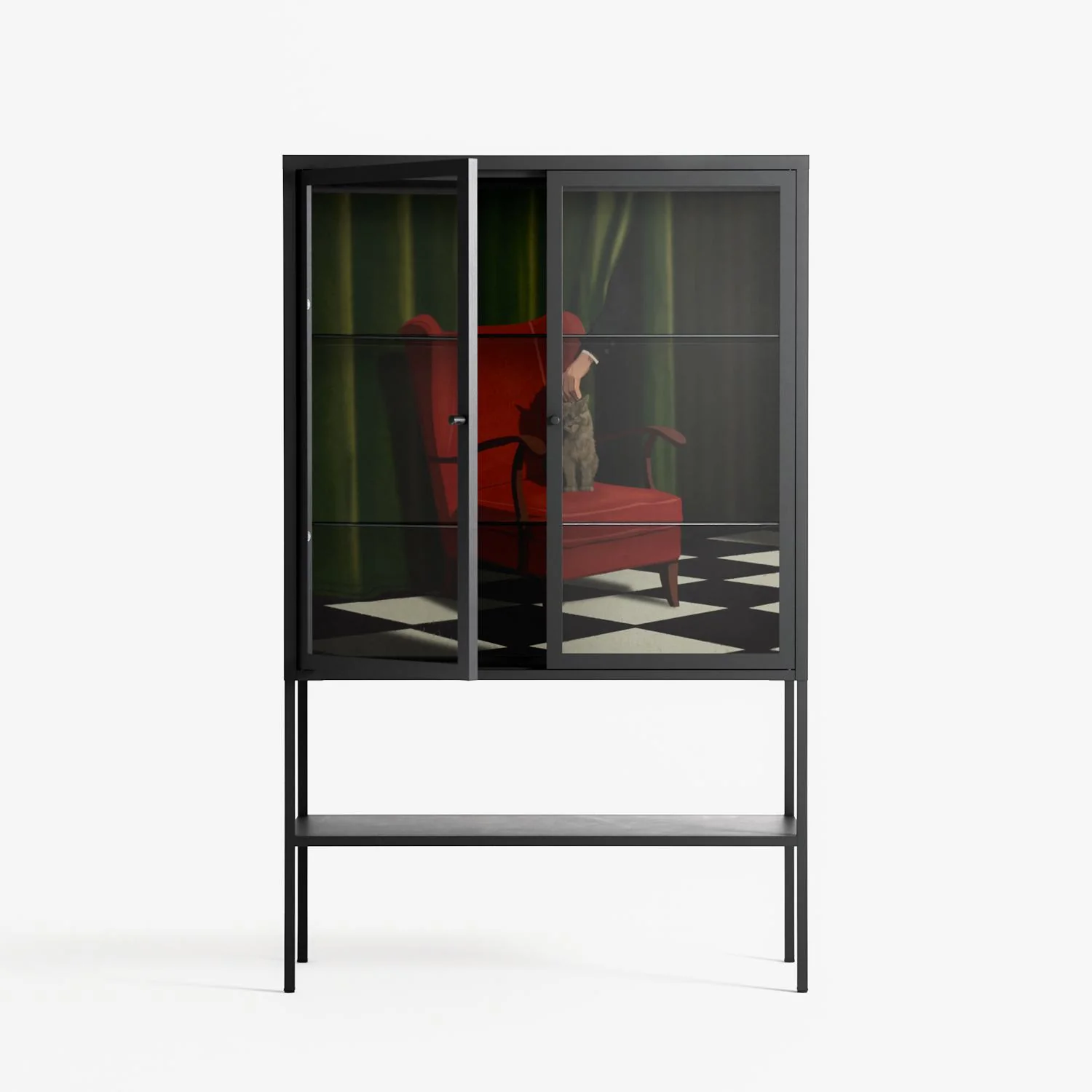 The Man Behind The Curtain - Loft Cabinet - Kristin Eriksson - Antracite - Clear glass - Image 2