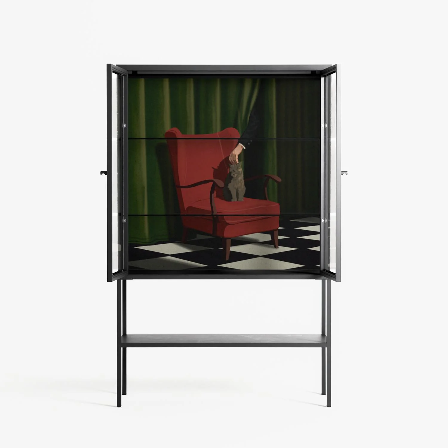 The Man Behind The Curtain - Loft Cabinet - Kristin Eriksson - Antracite - Clear glass - Image 3