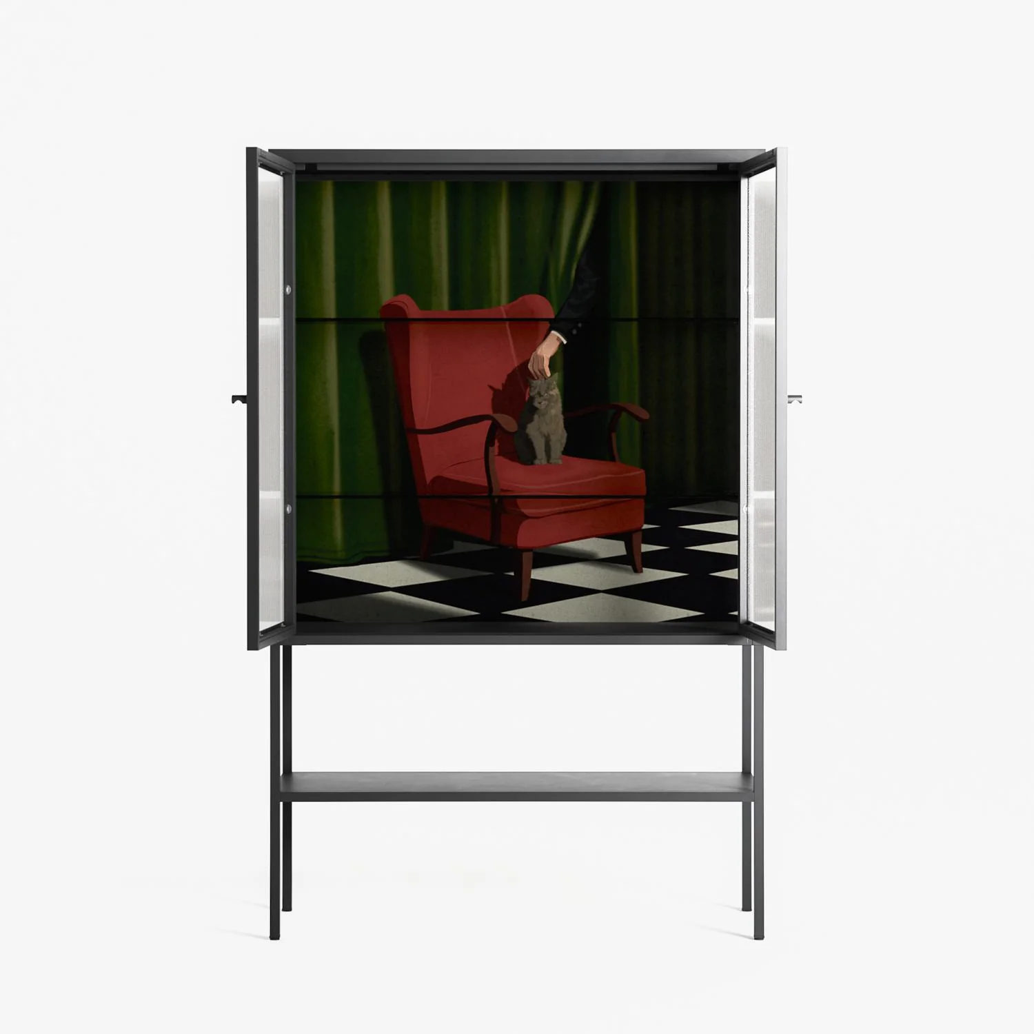 The Man Behind The Curtain - Loft Cabinet - Kristin Eriksson - Antracite - Reeded glass - Image 3