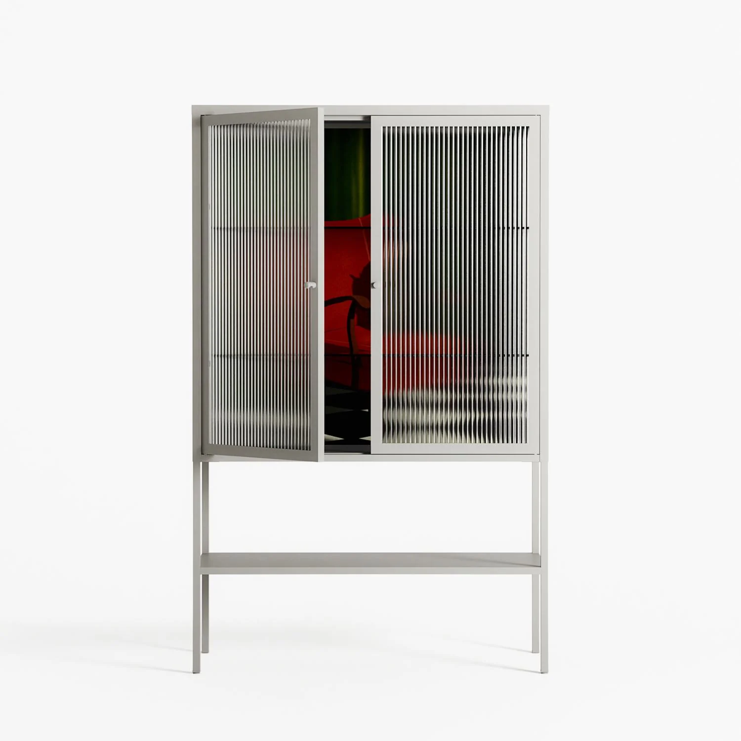 The Man Behind The Curtain - Loft Cabinet - Kristin Eriksson - Chalk - Reeded glass - Image 2