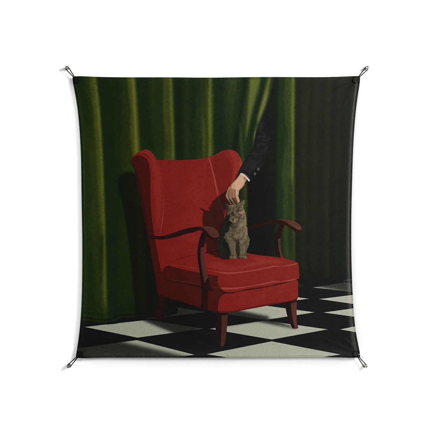 The Man Behind The Curtain - Work On Wall - Kristin Eriksson - Black - 140 x 140 cm