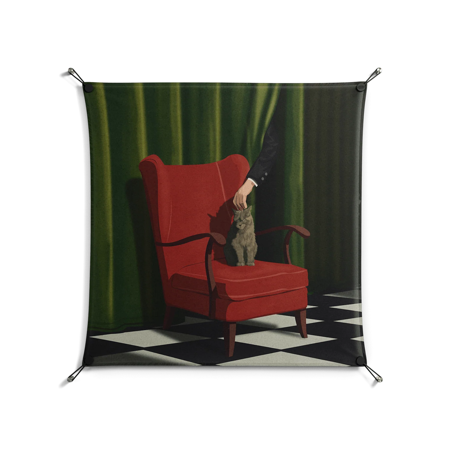 The Man Behind The Curtain - Work On Wall - Kristin Eriksson - Black - 90 x 90 cm