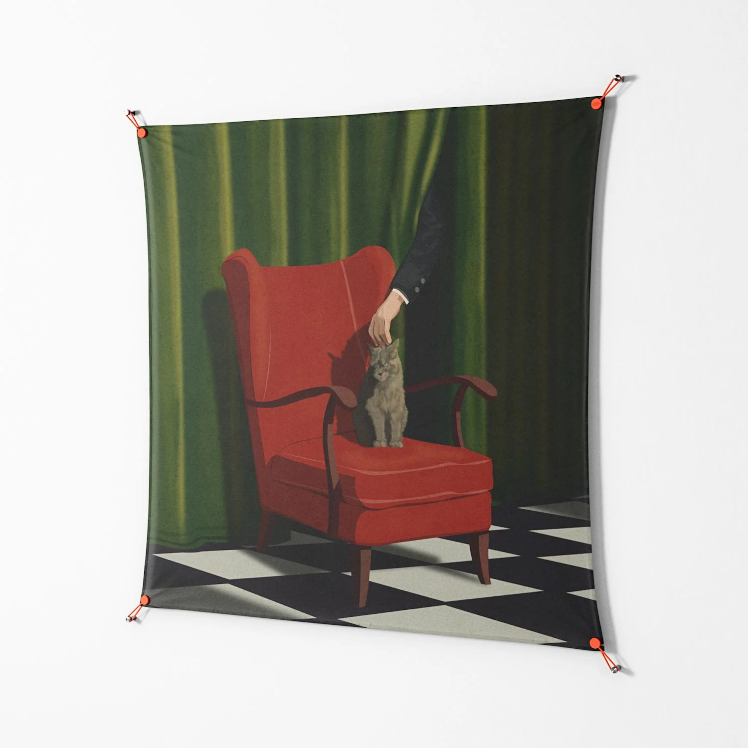 The Man Behind The Curtain - Work On Wall - Kristin Eriksson - Orange - 140 x 140 cm - Image 2
