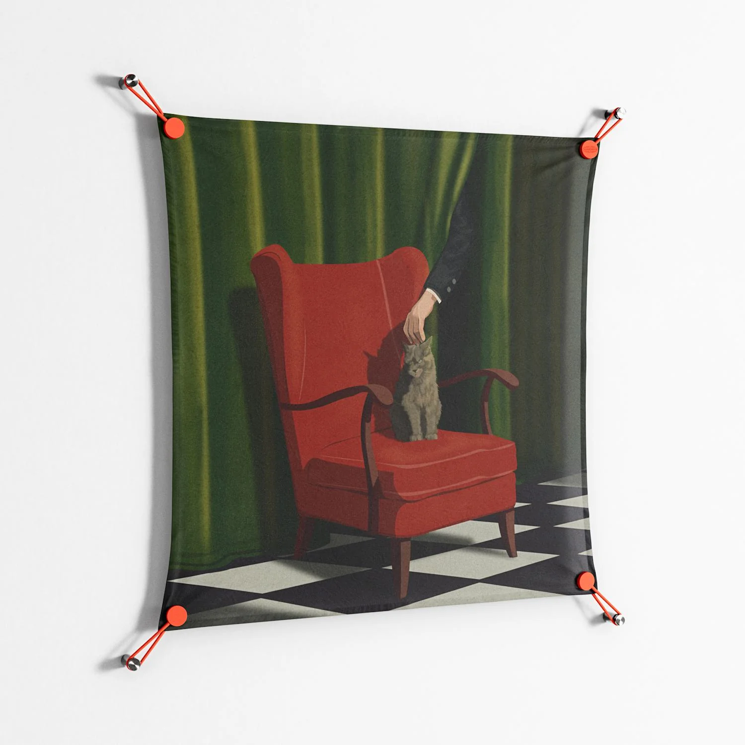 The Man Behind The Curtain - Work On Wall - Kristin Eriksson - Orange - 70 x 70 cm - Image 2