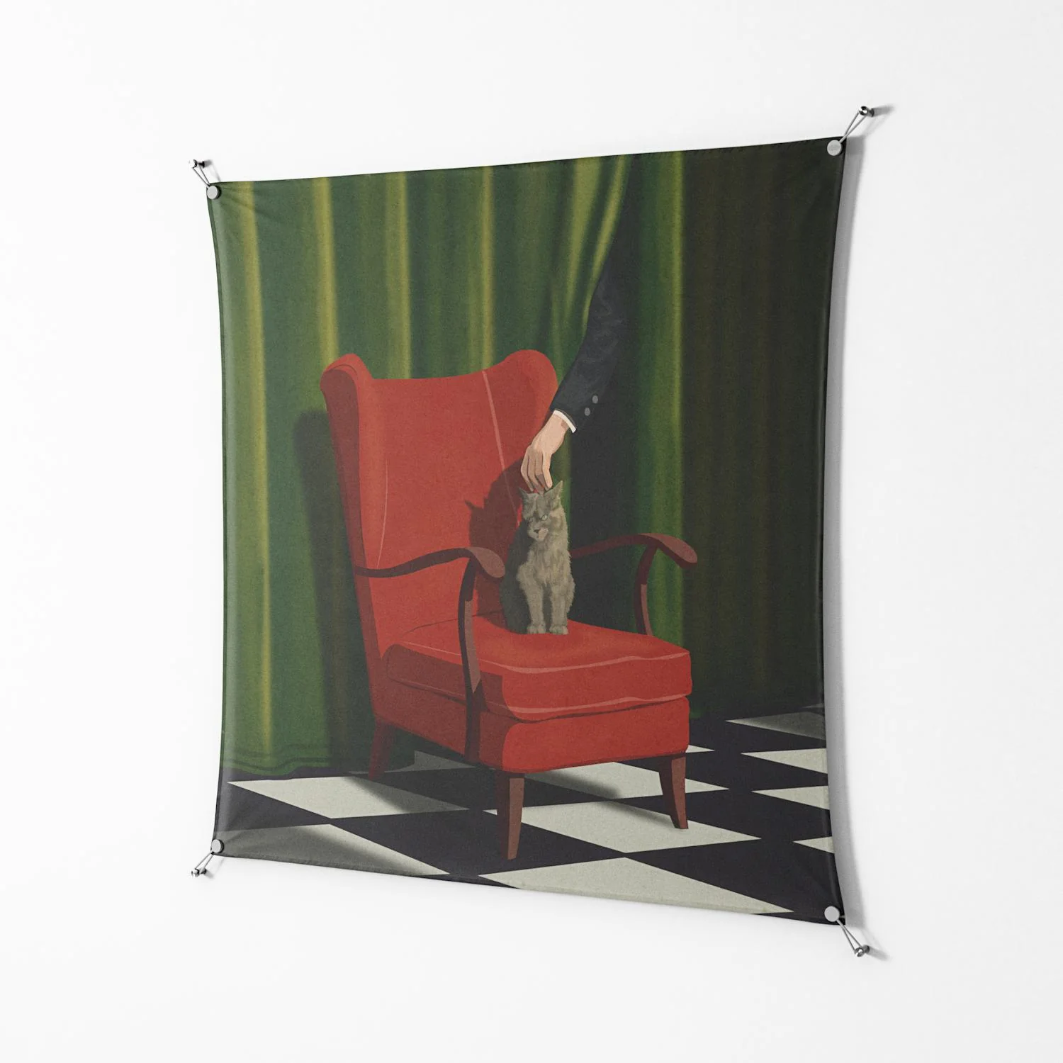 The Man Behind The Curtain - Work On Wall - Kristin Eriksson - Silver - 140 x 140 cm - Image 2