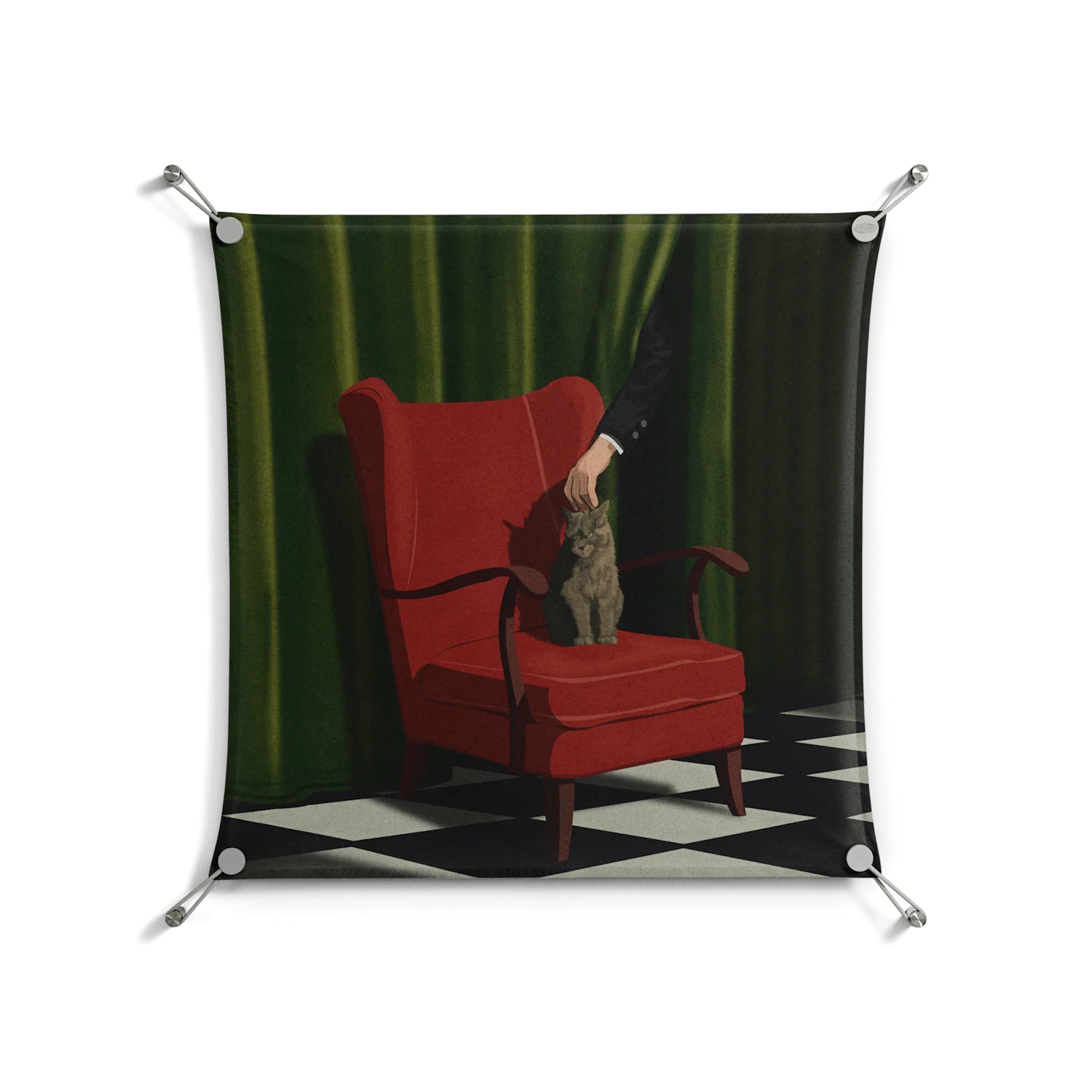 The Man Behind The Curtain - Work On Wall - Kristin Eriksson - Silver - 70 x 70 cm