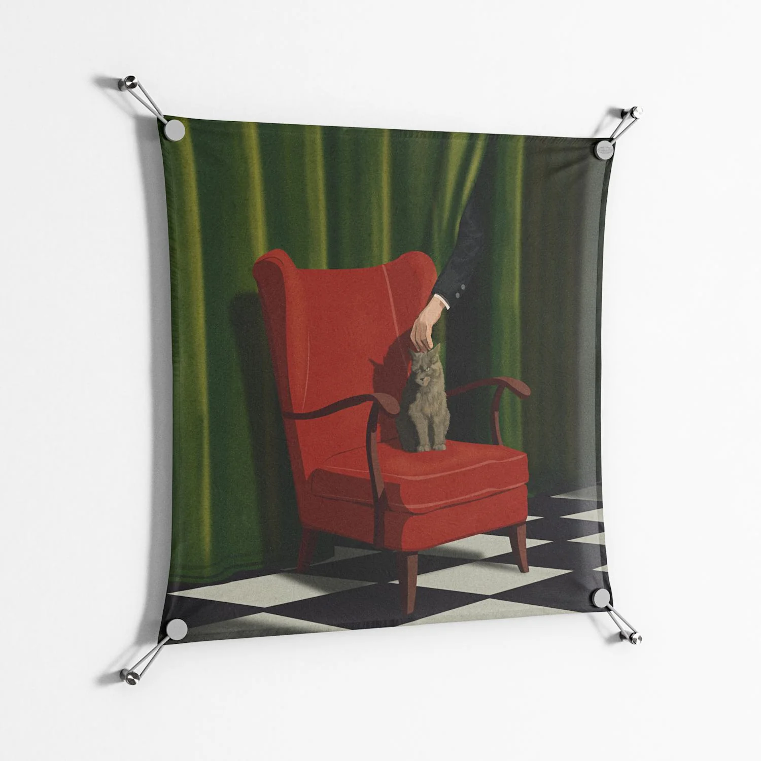 The Man Behind The Curtain - Work On Wall - Kristin Eriksson - Silver - 70 x 70 cm - Image 2