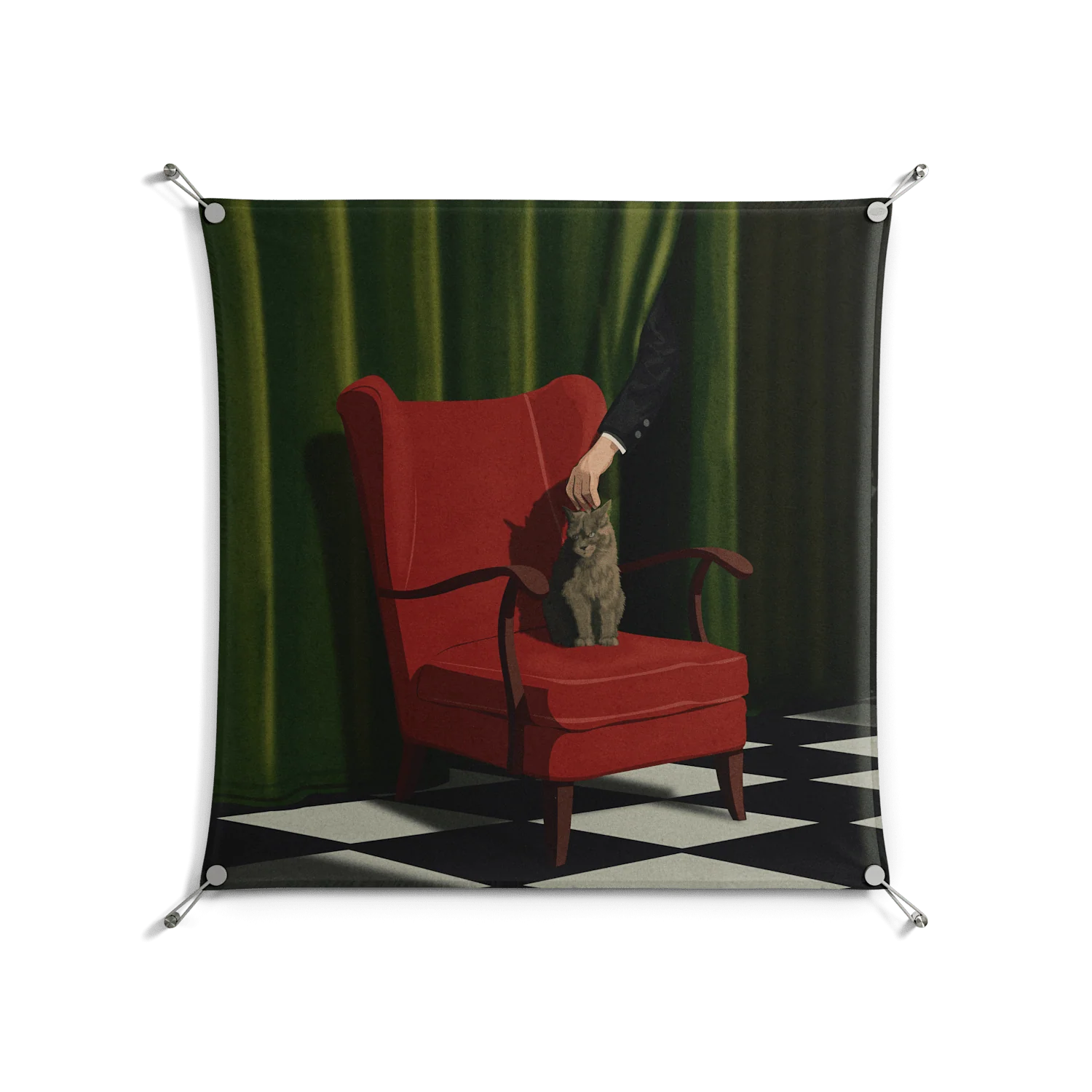 The Man Behind The Curtain - Work On Wall - Kristin Eriksson - Silver - 90 x 90 cm