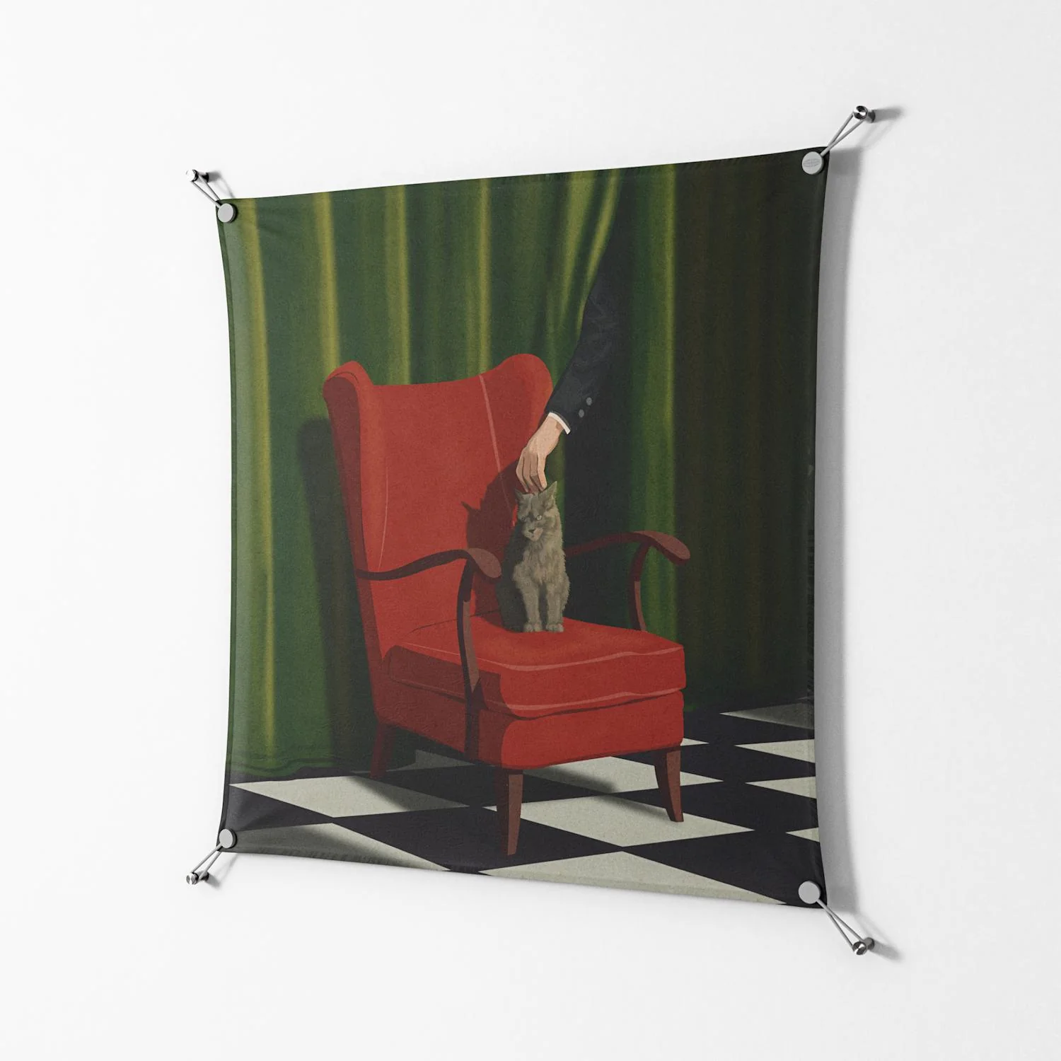 The Man Behind The Curtain - Work On Wall - Kristin Eriksson - Silver - 90 x 90 cm - Image 2