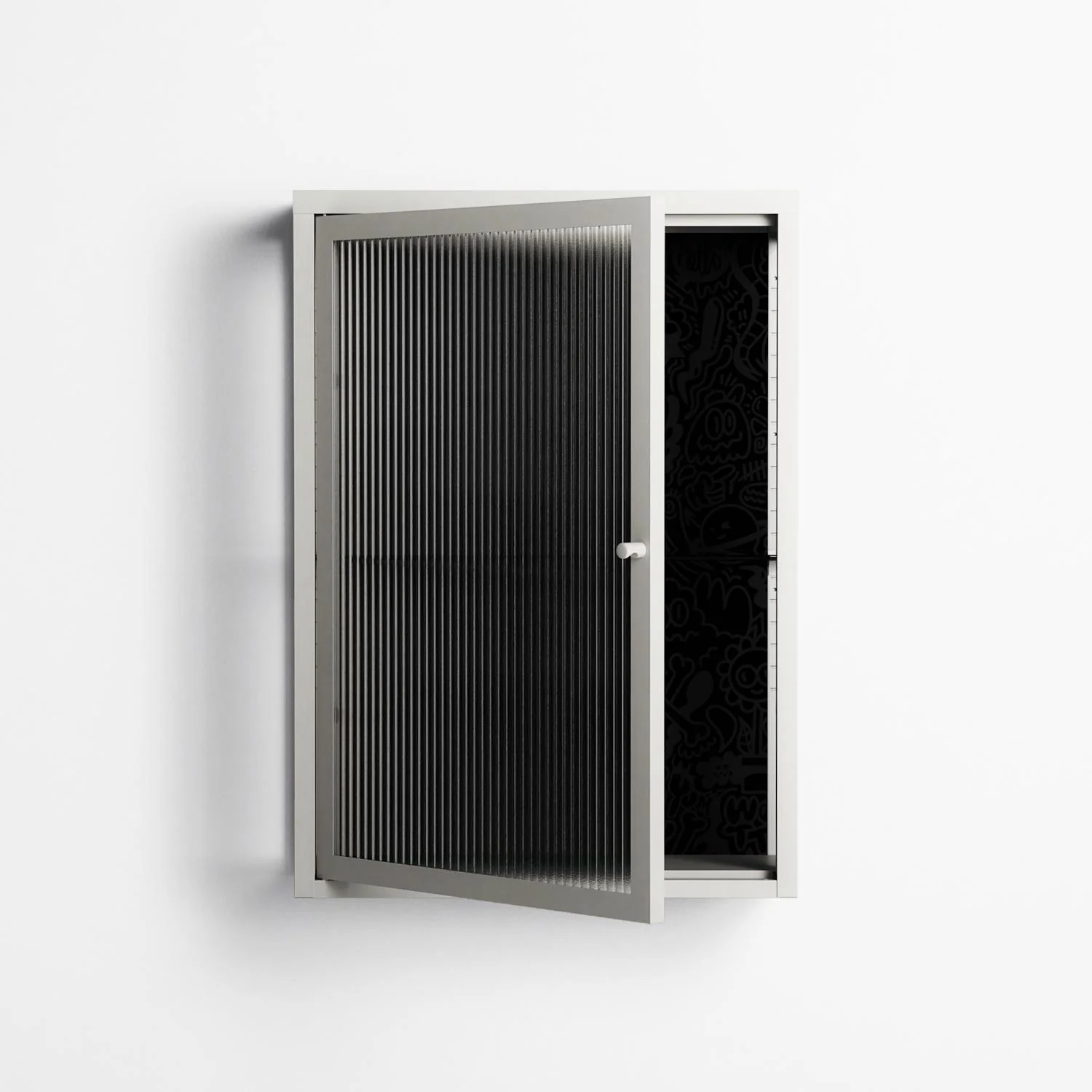 The Single Color - Wall Cabinet - Craig Watkins - Chalk - Reeded glass - Image 2