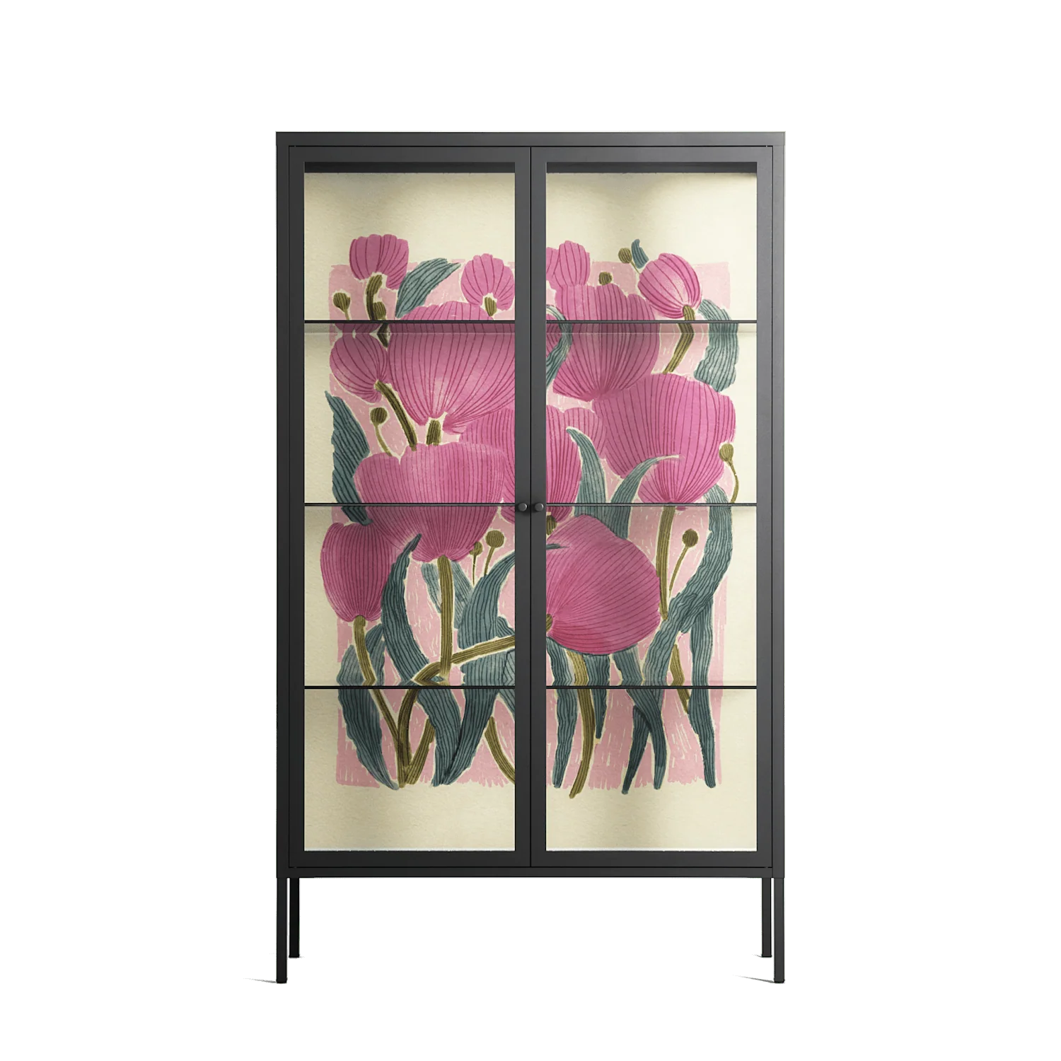 Tulips - Cabinet - Katie O’Shea - Antracite - Clear glass