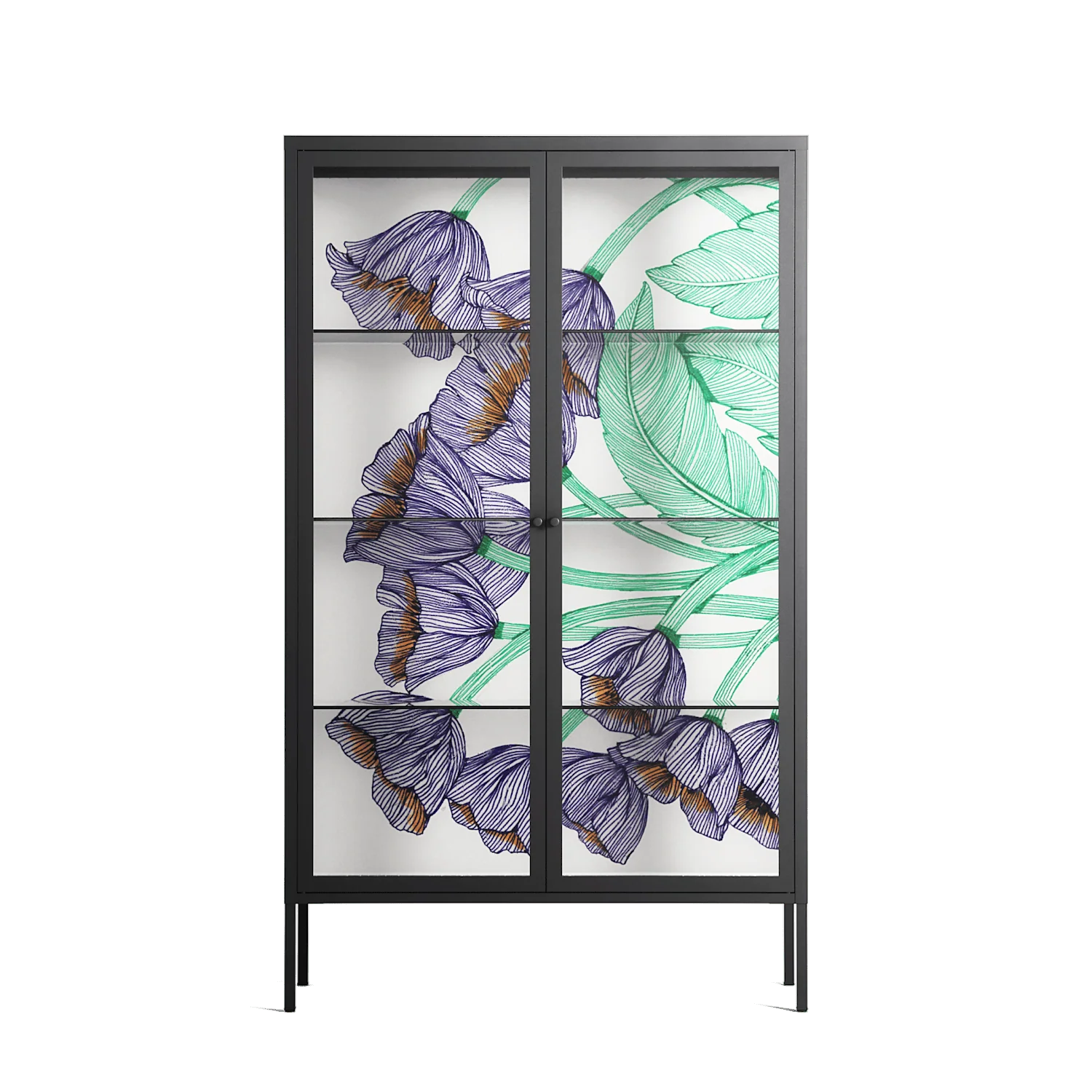 Tulips Purple - Cabinet - Katie O’Shea - Antracite - Clear glass