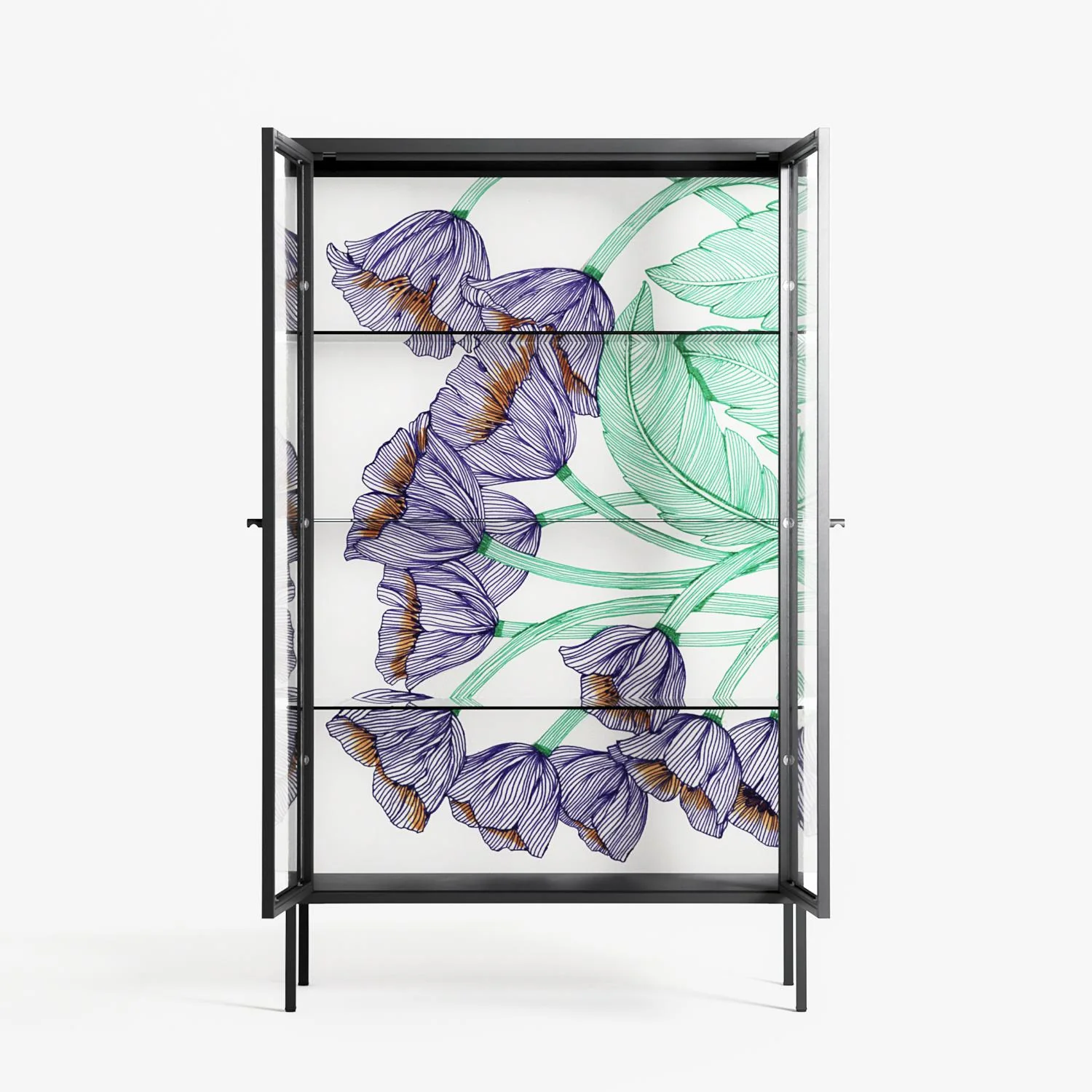 Tulips Purple - Cabinet - Katie O’Shea - Antracite - Clear glass - Image 3