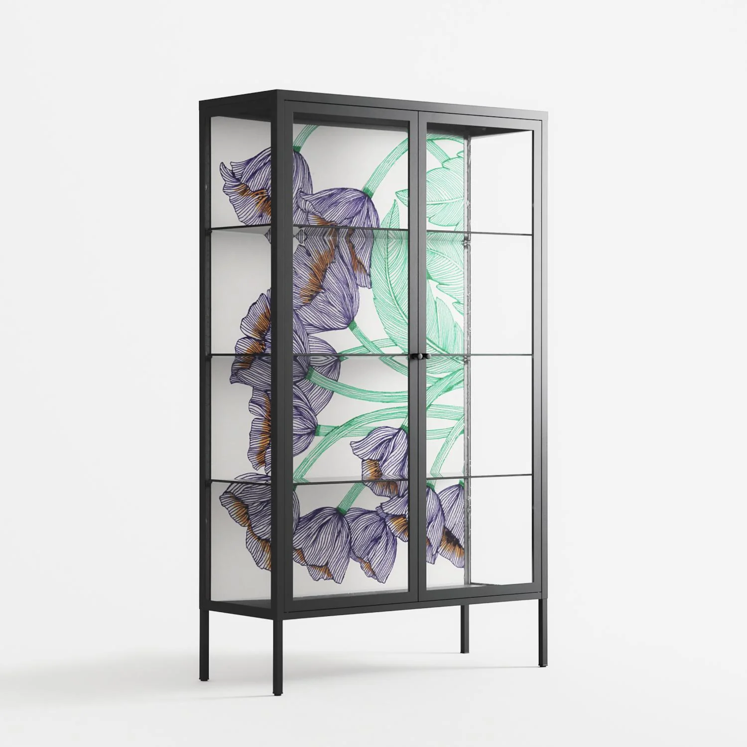 Tulips Purple - Cabinet - Katie O’Shea - Antracite - Clear glass - Image 4