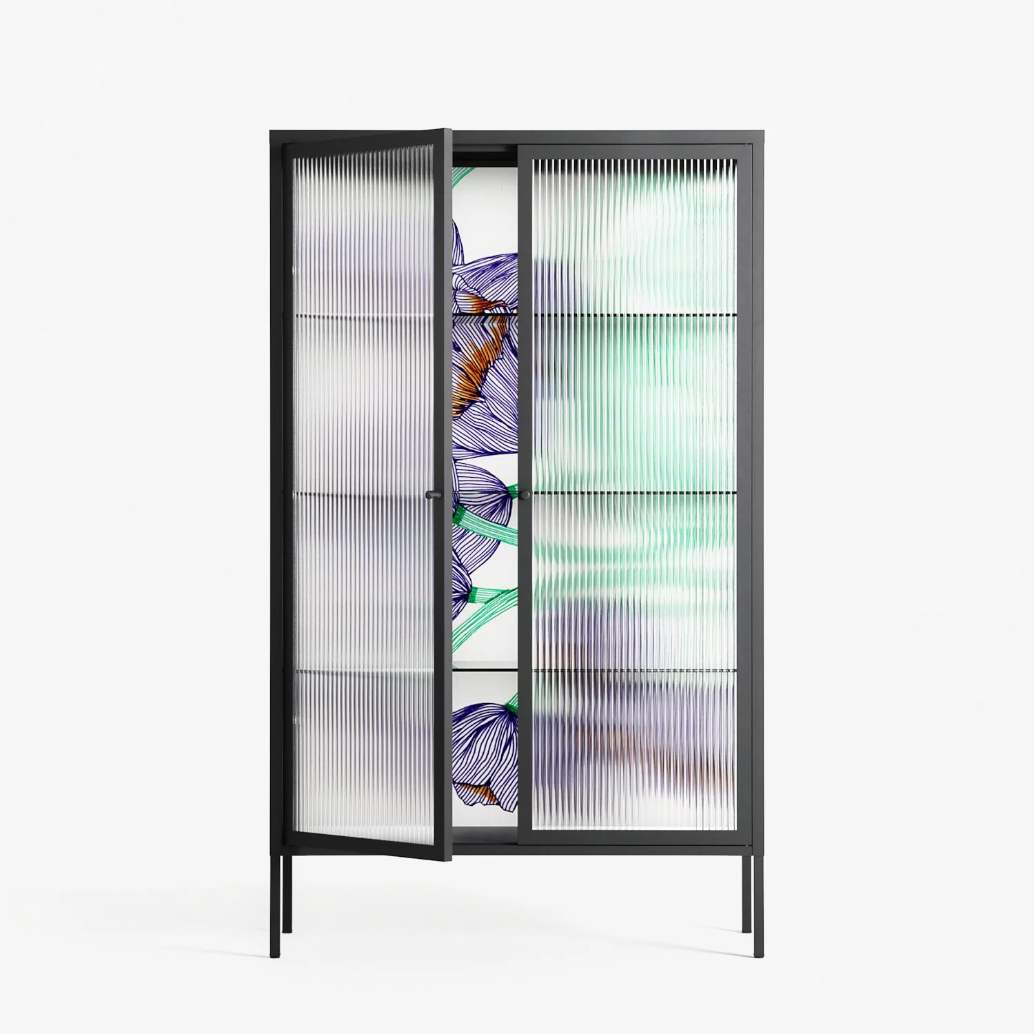 Tulips Purple - Cabinet - Katie O’Shea - Antracite - Reeded glass - Image 2