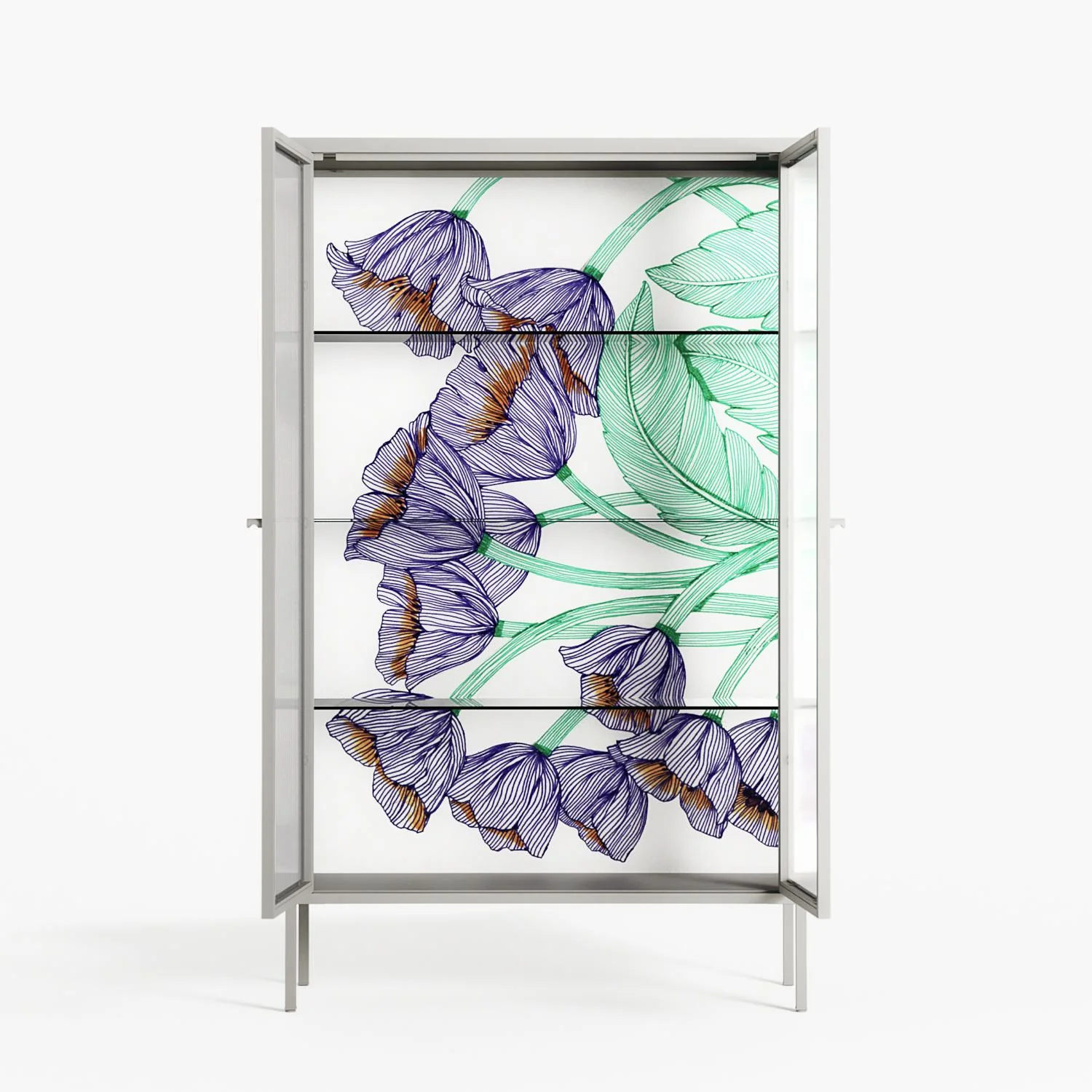 Tulips Purple - Cabinet - Katie O’Shea - Chalk - Reeded glass - Image 3