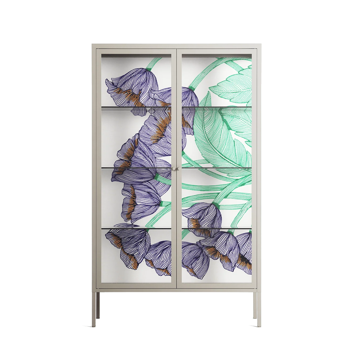Tulips Purple - Cabinet - Katie O’Shea - Pebble - Clear glass