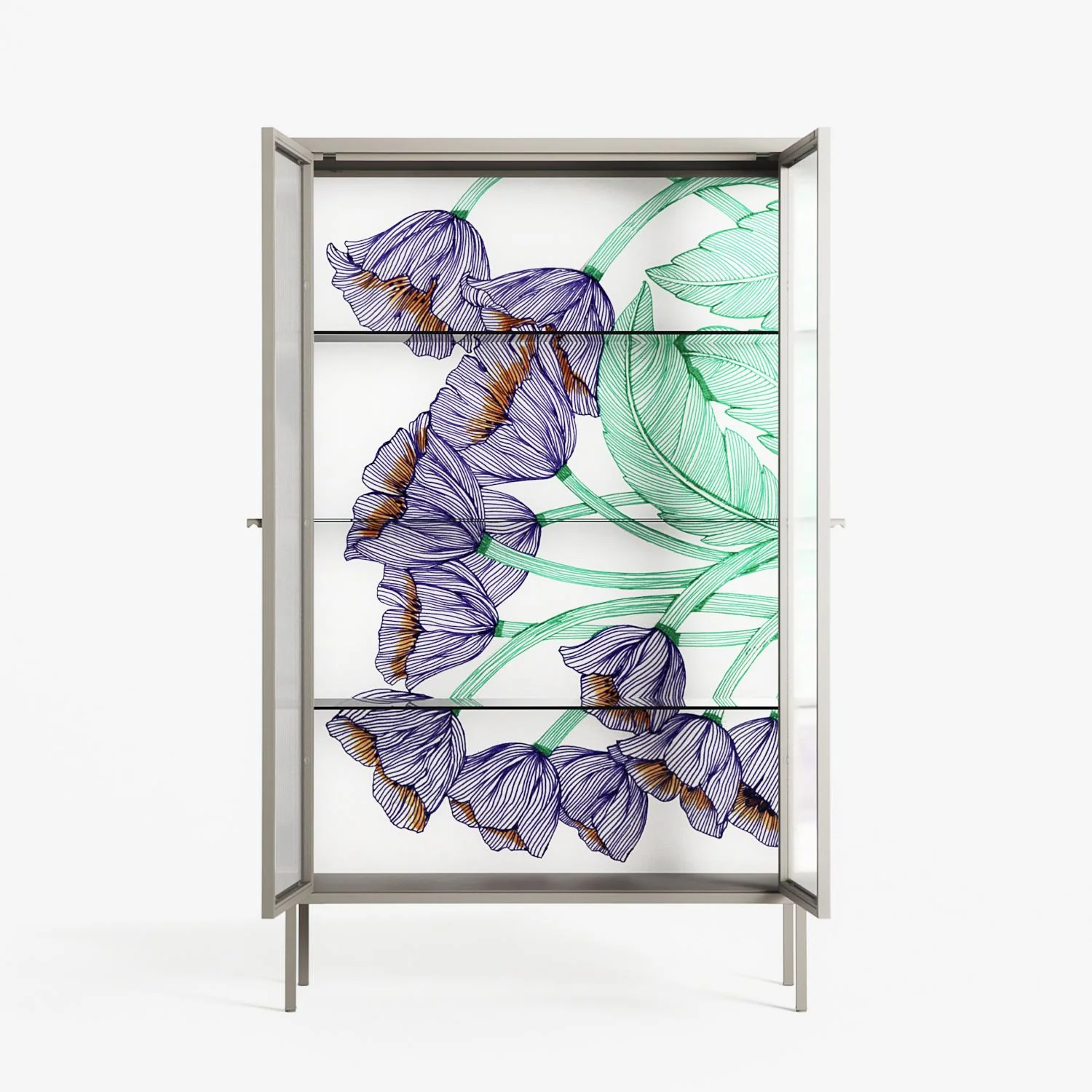Tulips Purple - Cabinet - Katie O’Shea - Pebble - Reeded glass - Image 3