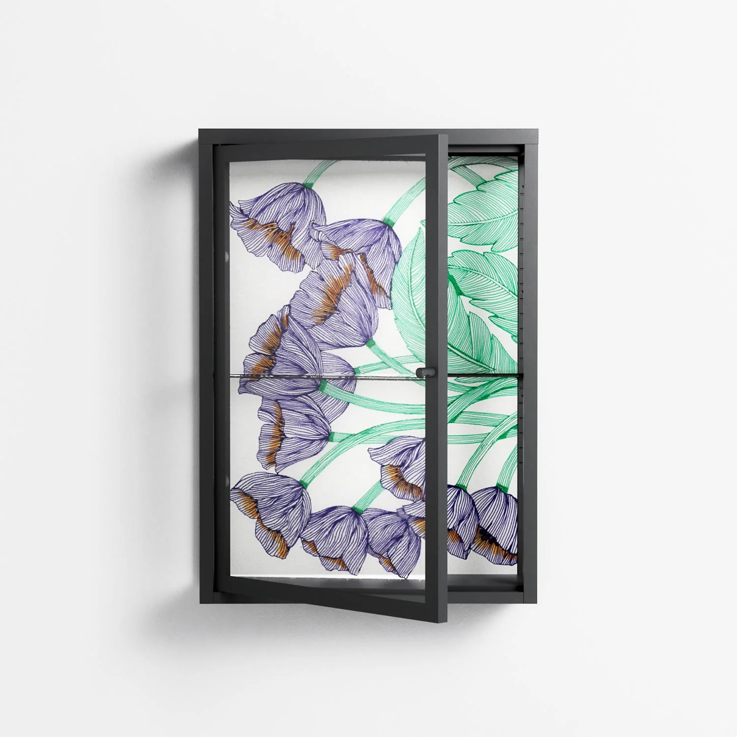 Tulips Purple - Wall Cabinet - Katie O’Shea - Antracite - Clear glass - Image 2
