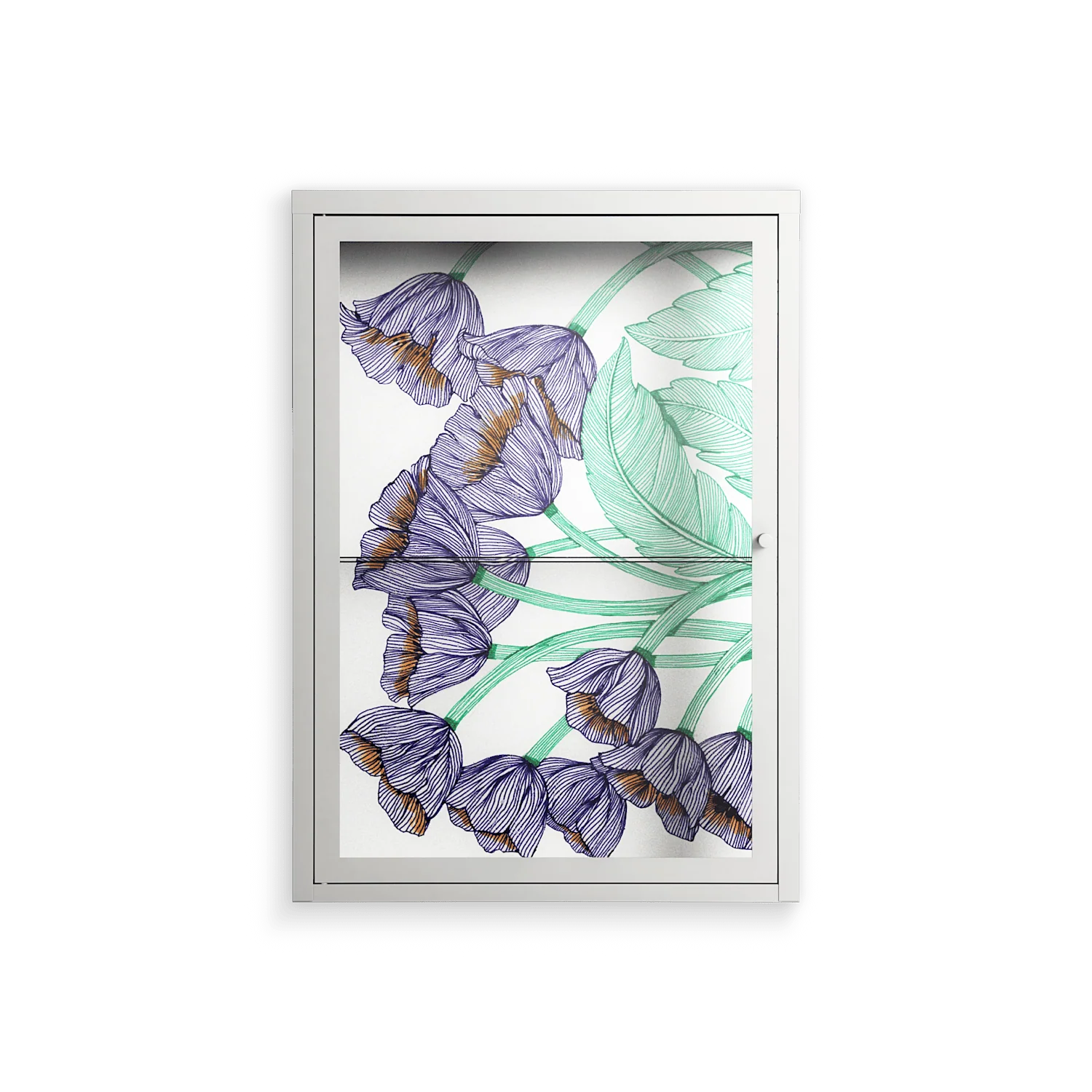 Tulips Purple - Wall Cabinet - Katie O’Shea - Chalk - Clear glass