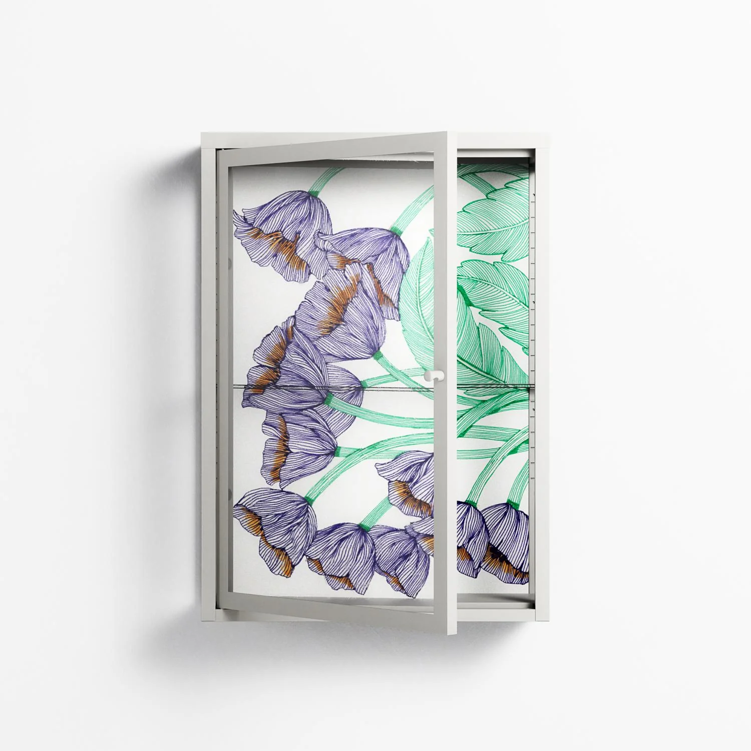 Tulips Purple - Wall Cabinet - Katie O’Shea - Chalk - Clear glass - Image 2