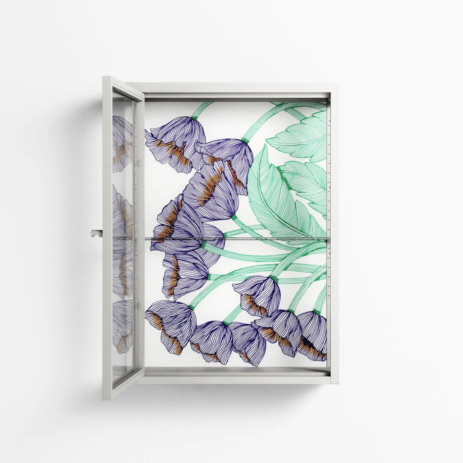 Tulips Purple - Wall Cabinet - Katie O’Shea - Chalk - Clear glass - Image 3