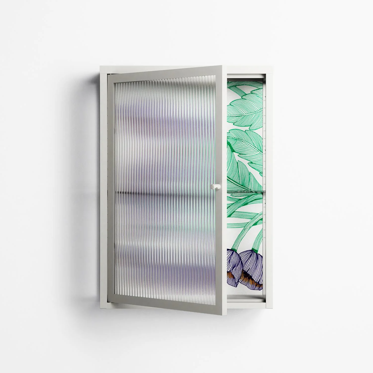Tulips Purple - Wall Cabinet - Katie O’Shea - Chalk - Reeded glass - Image 2